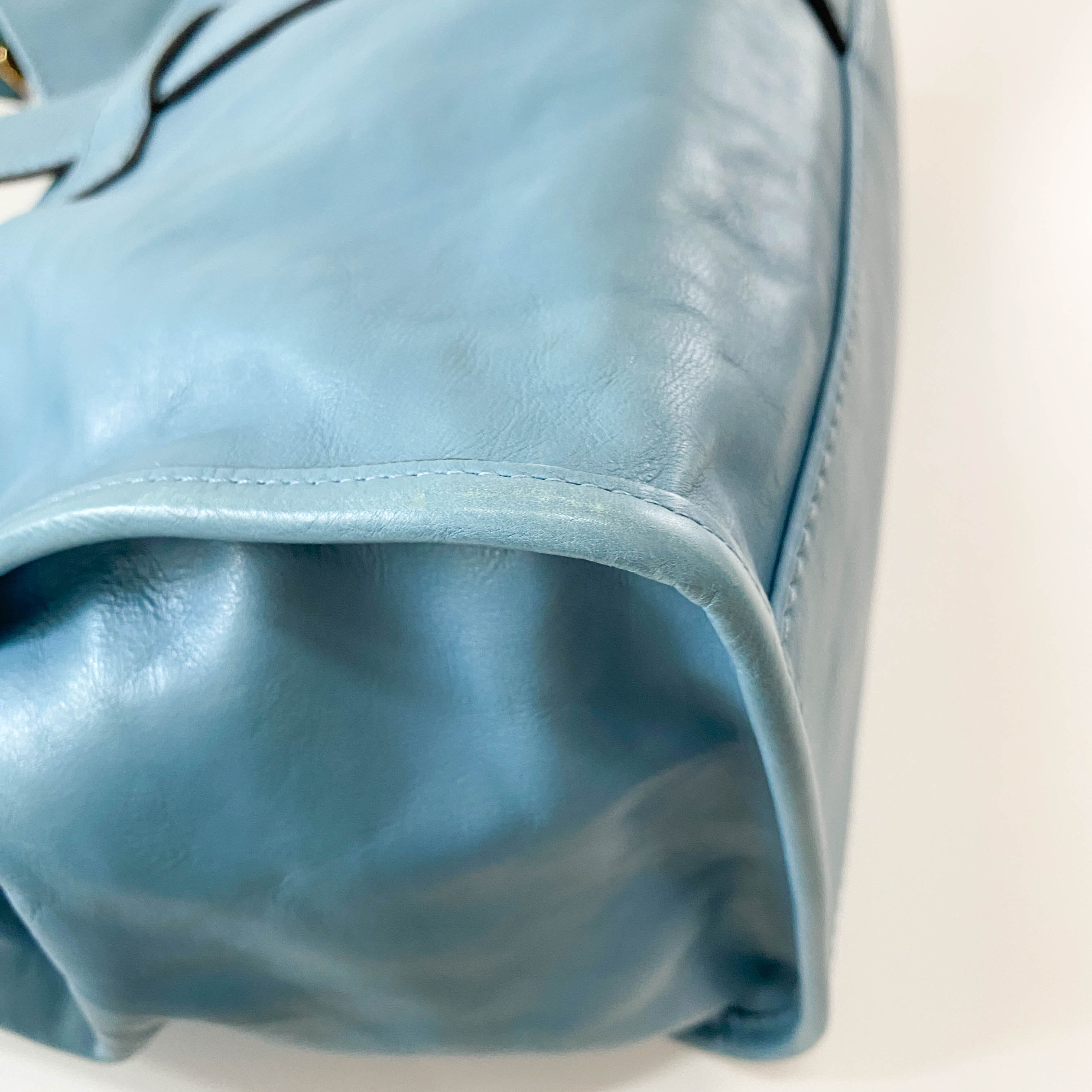 Stirrup Light Blue Leather Bag