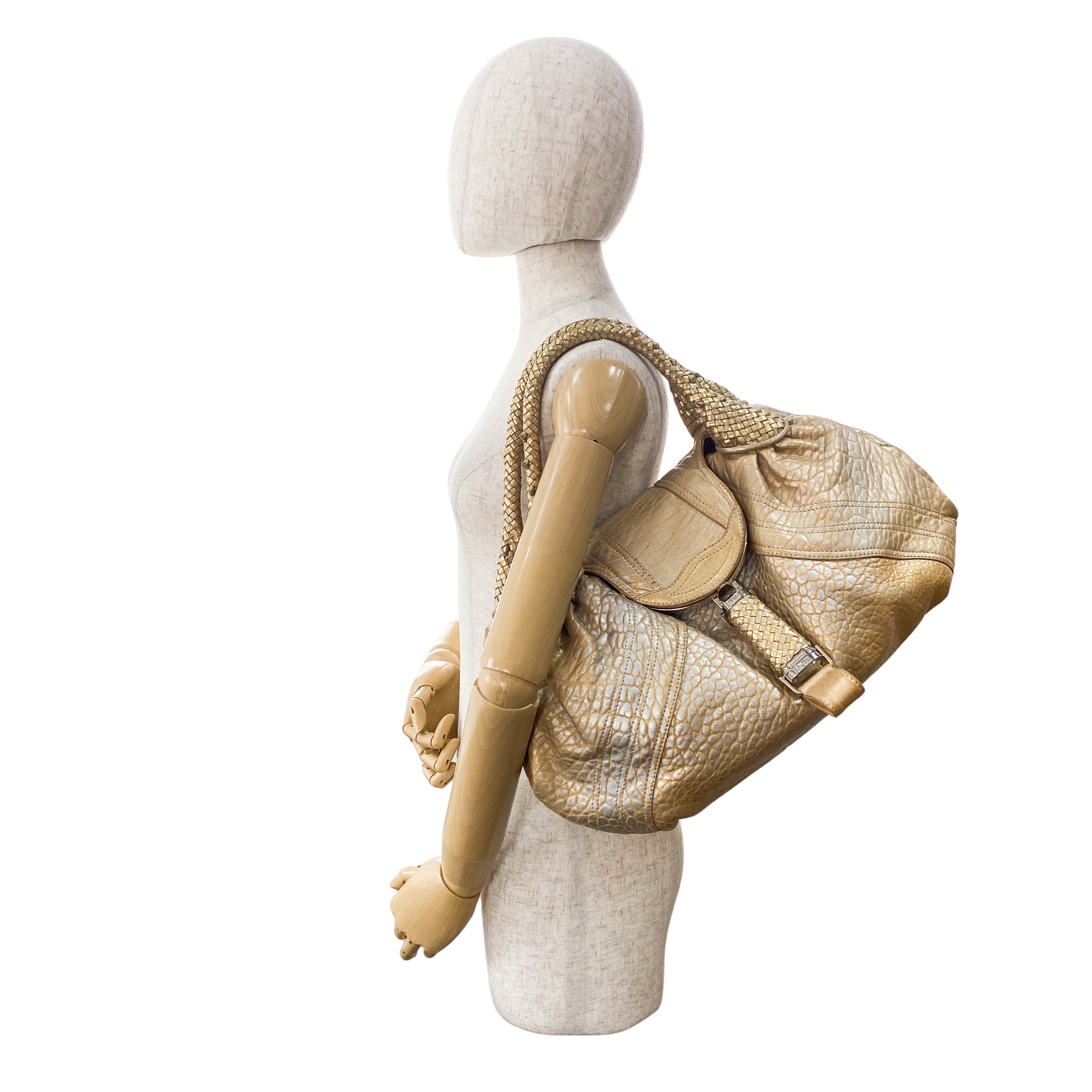 Spy Gold Leather Shoulder Bag