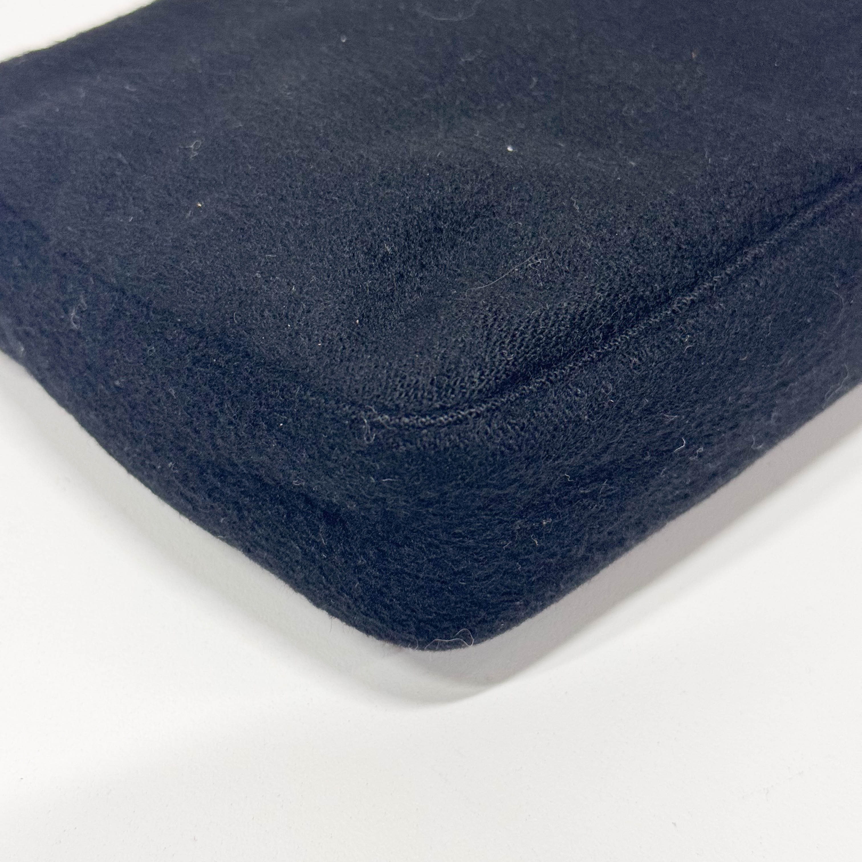 Baguette Wool Black Shoulder Bag