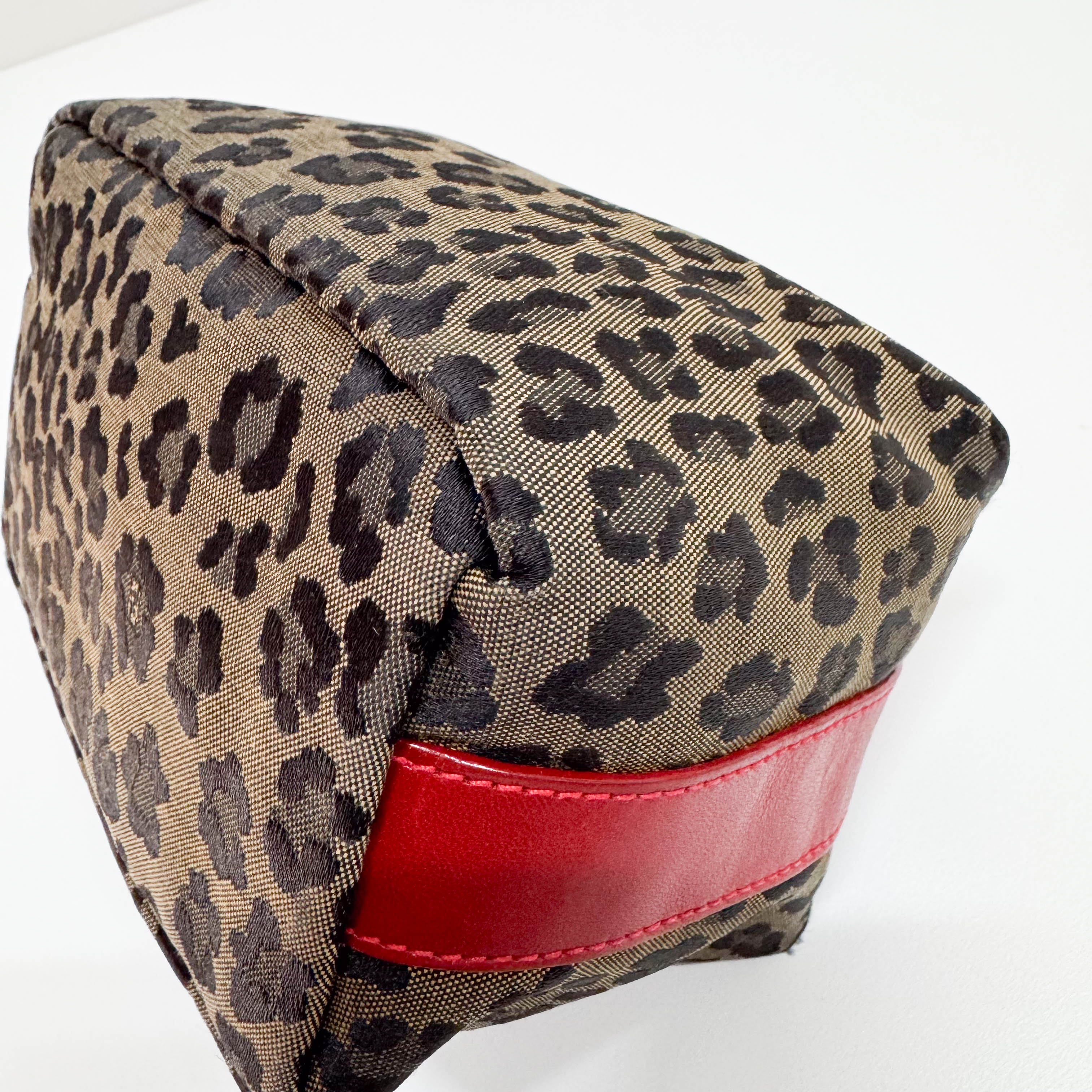 Vintage Brown Large Leopard Canvas Pouch