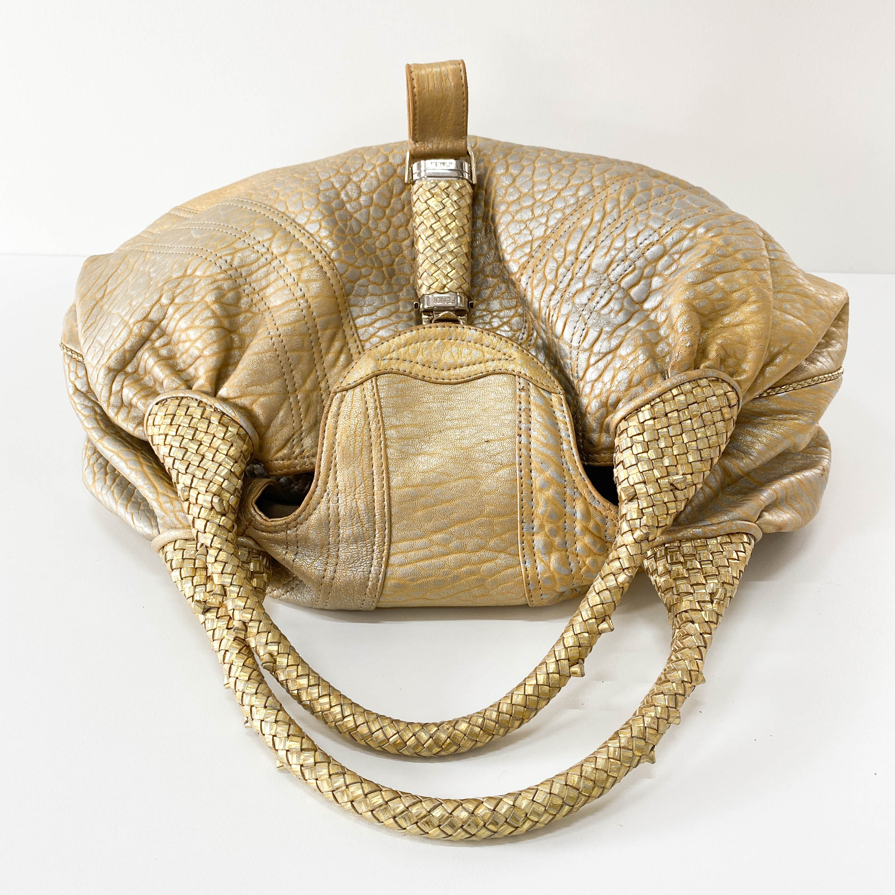 Spy Gold Leather Shoulder Bag