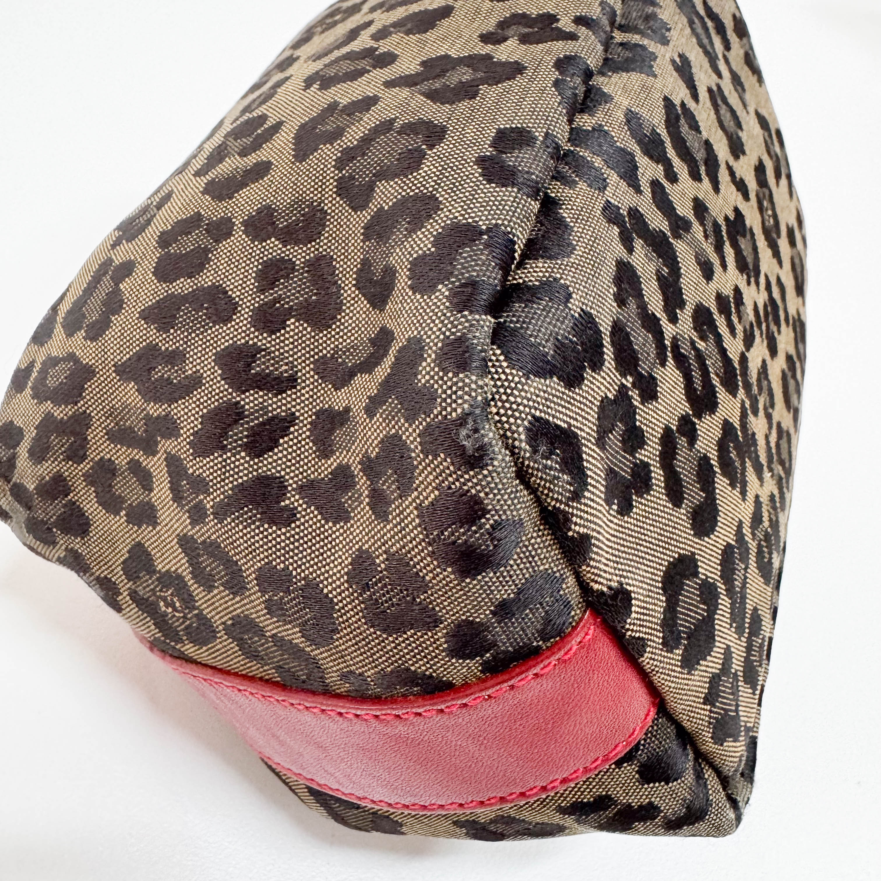 Vintage Brown Large Leopard Canvas Pouch