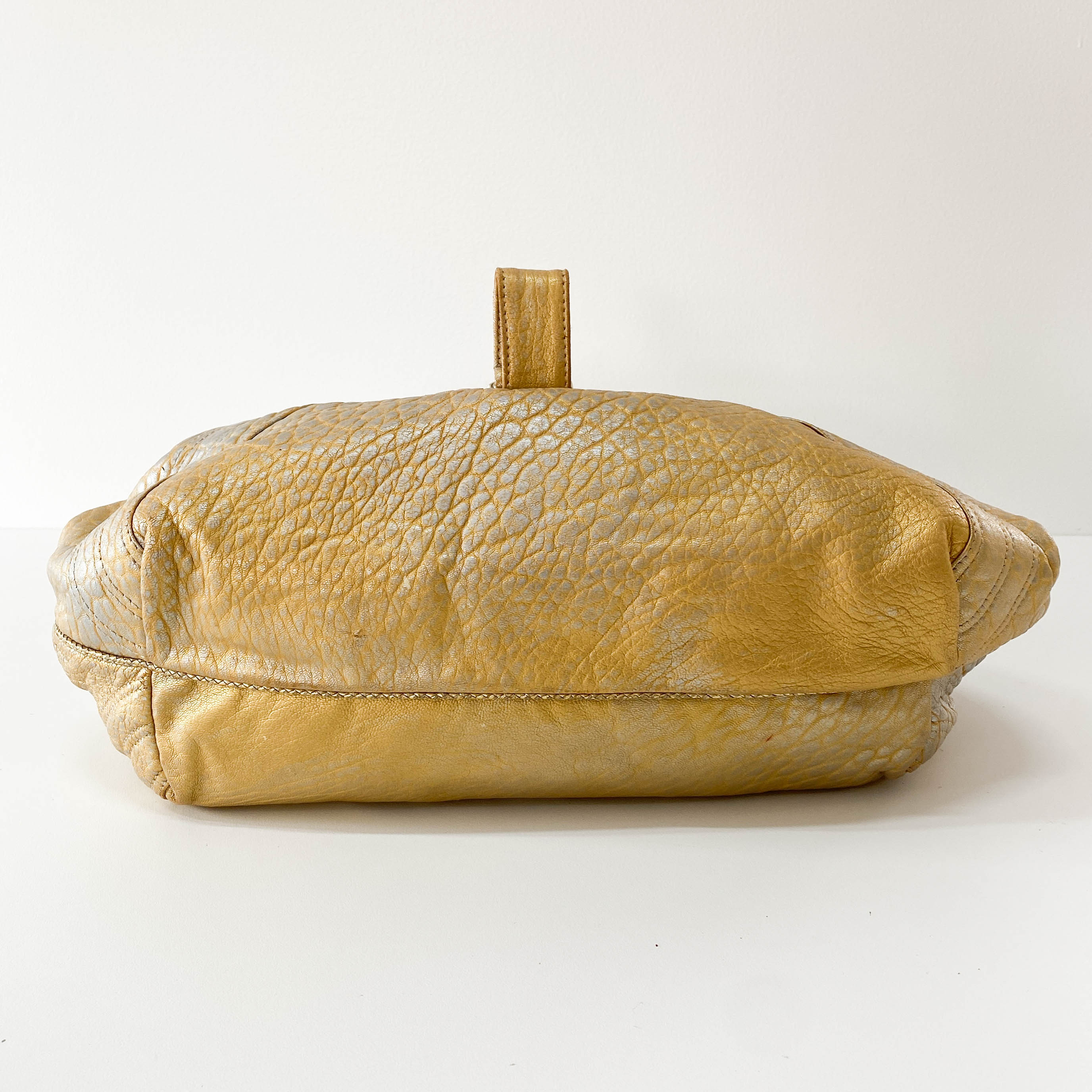 Spy Gold Leather Shoulder Bag