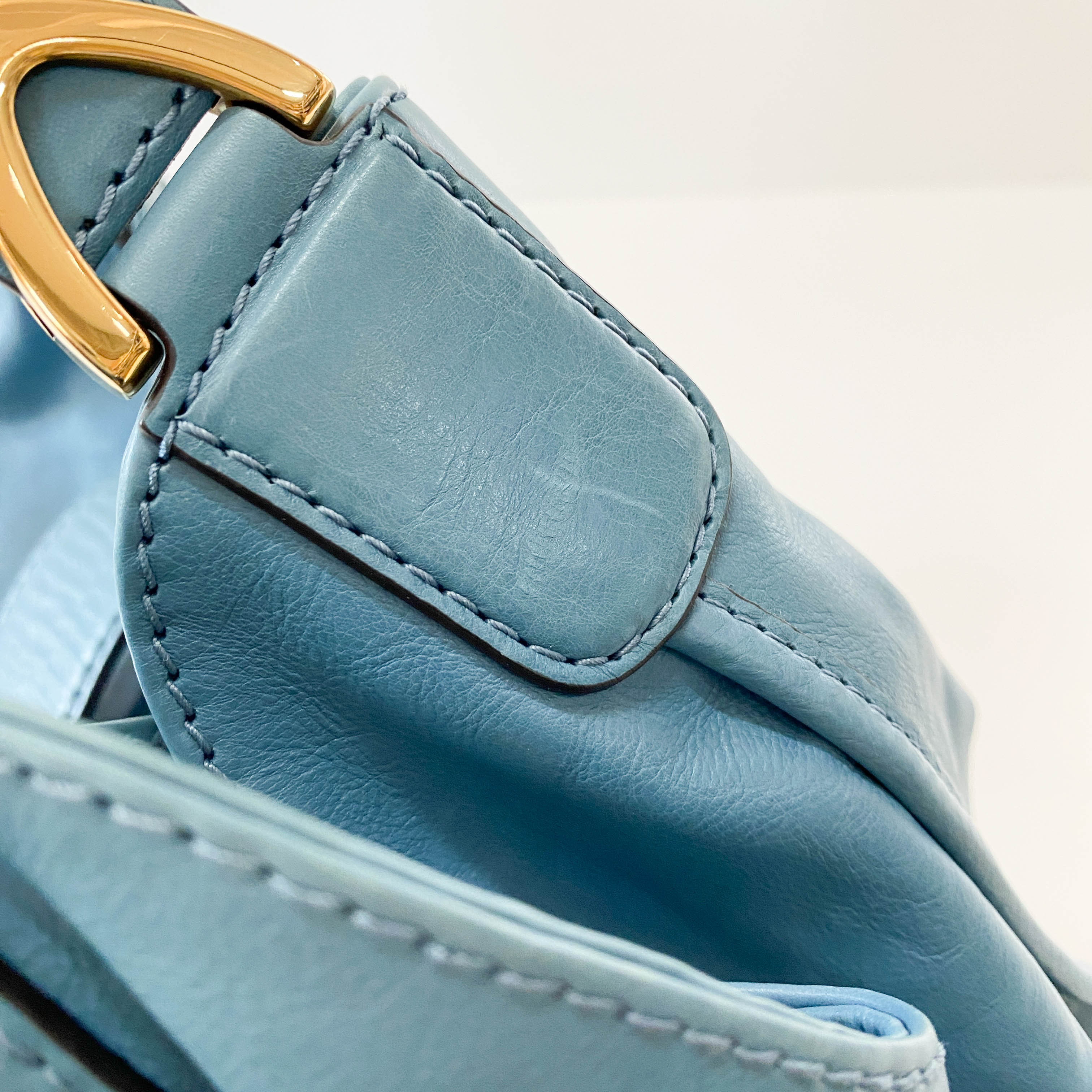 Stirrup Light Blue Leather Bag
