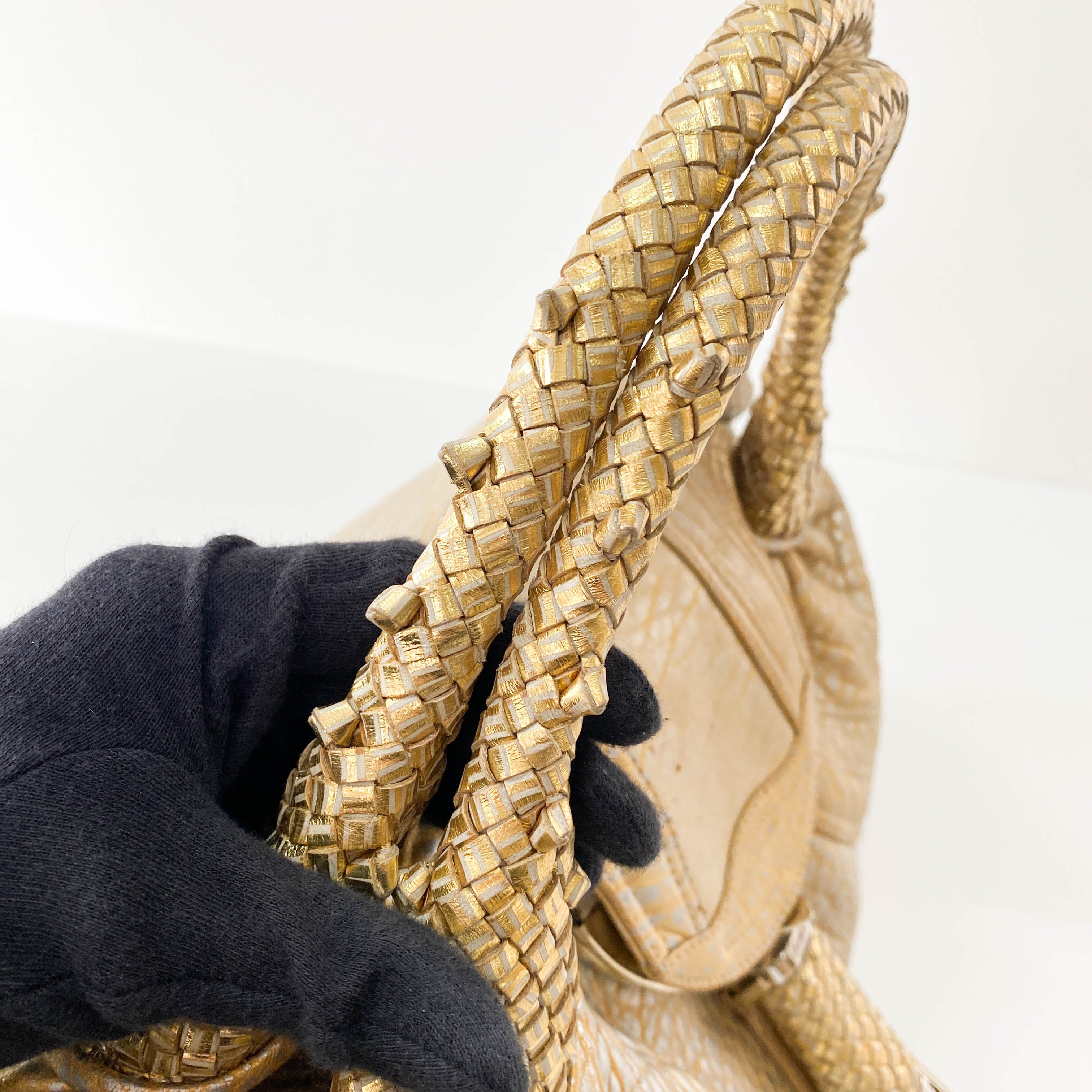 Spy Gold Leather Shoulder Bag