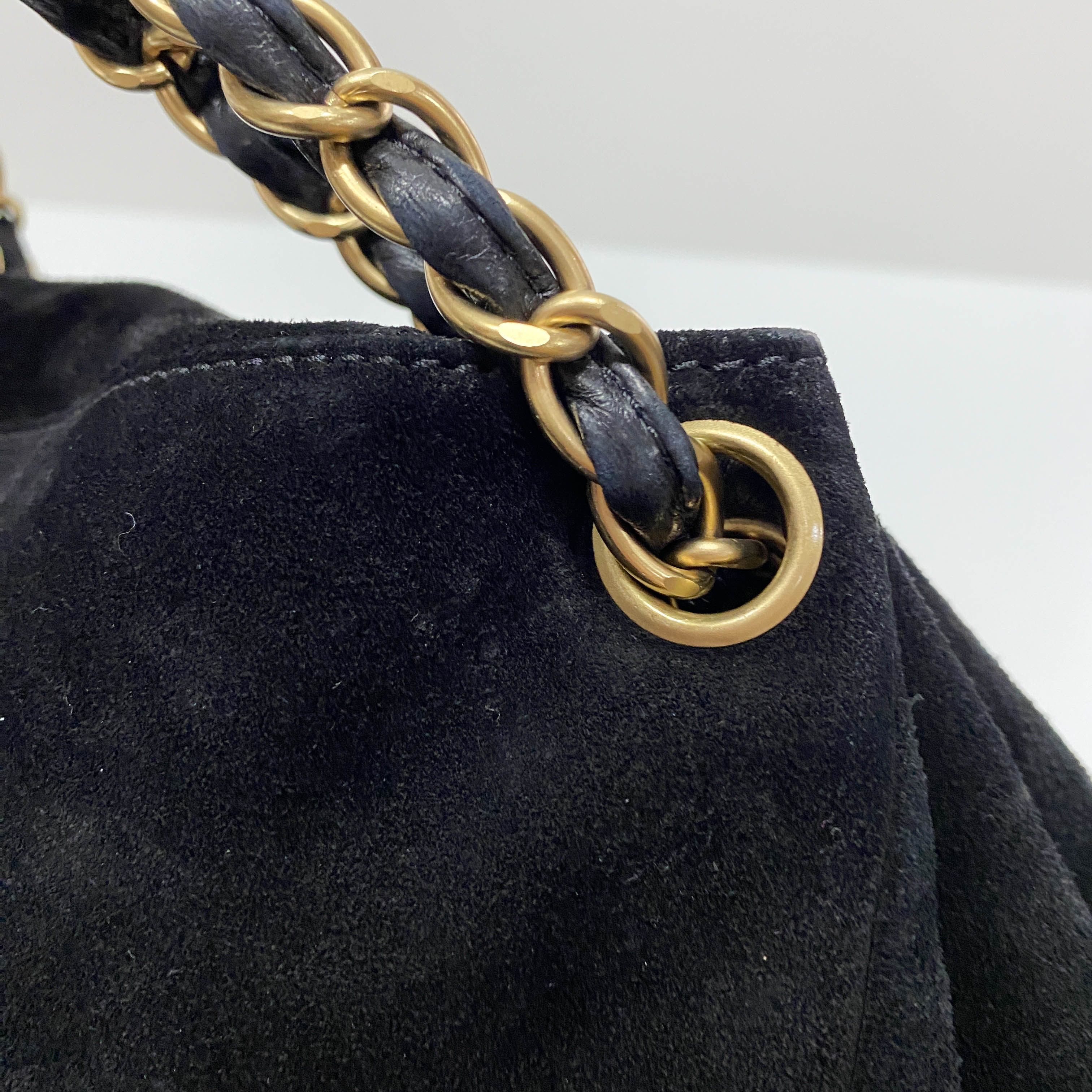 Cabas Black Suede Shoulder Bag