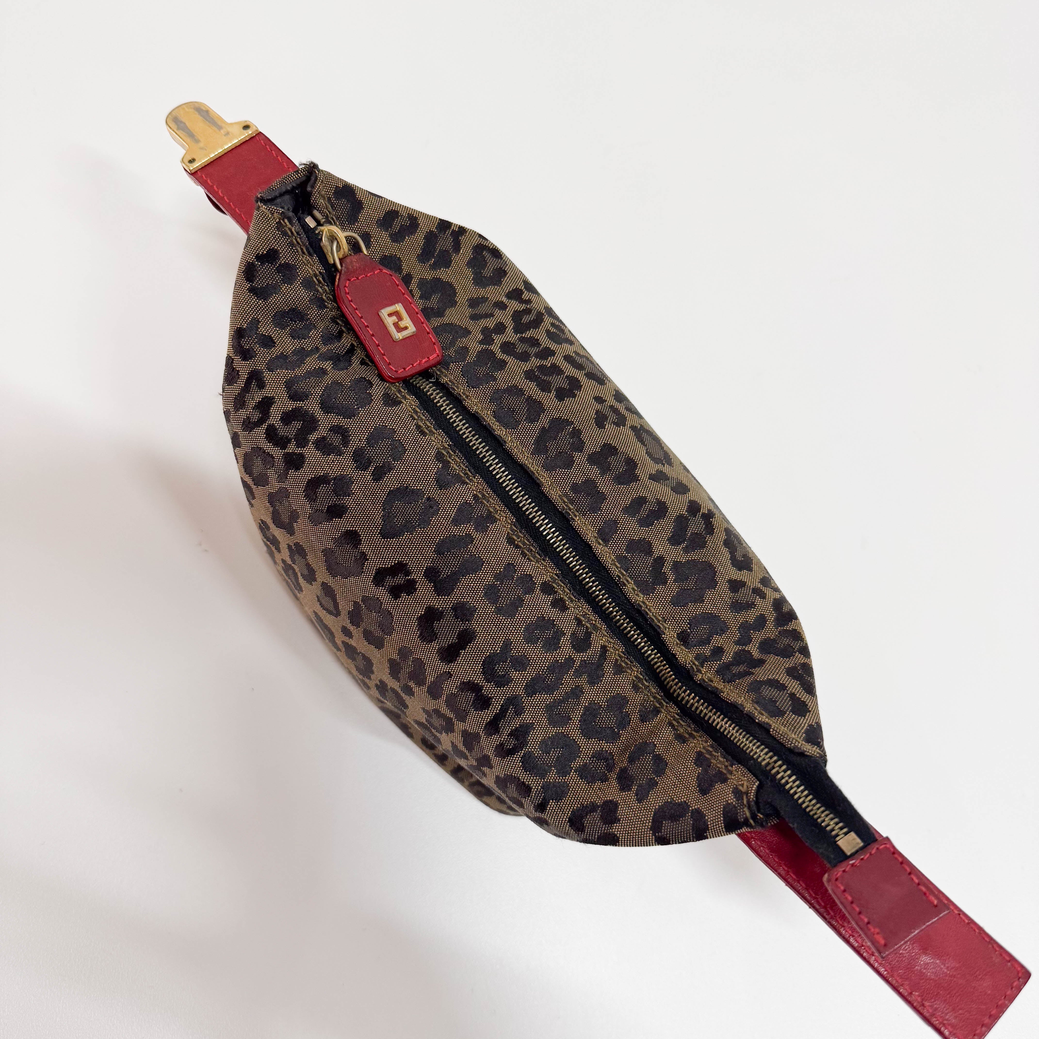 Vintage Brown Large Leopard Canvas Pouch