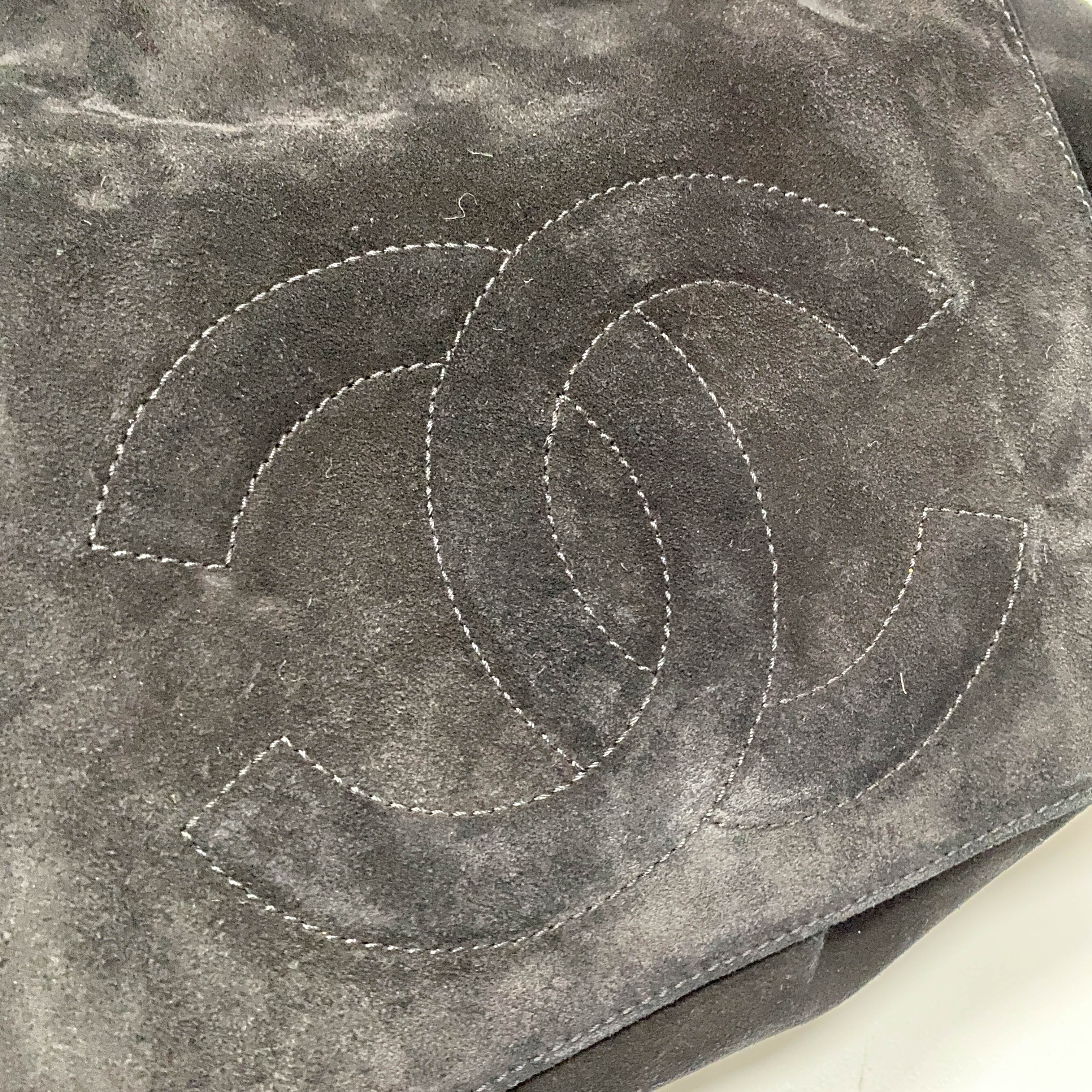 Cabas Black Suede Shoulder Bag