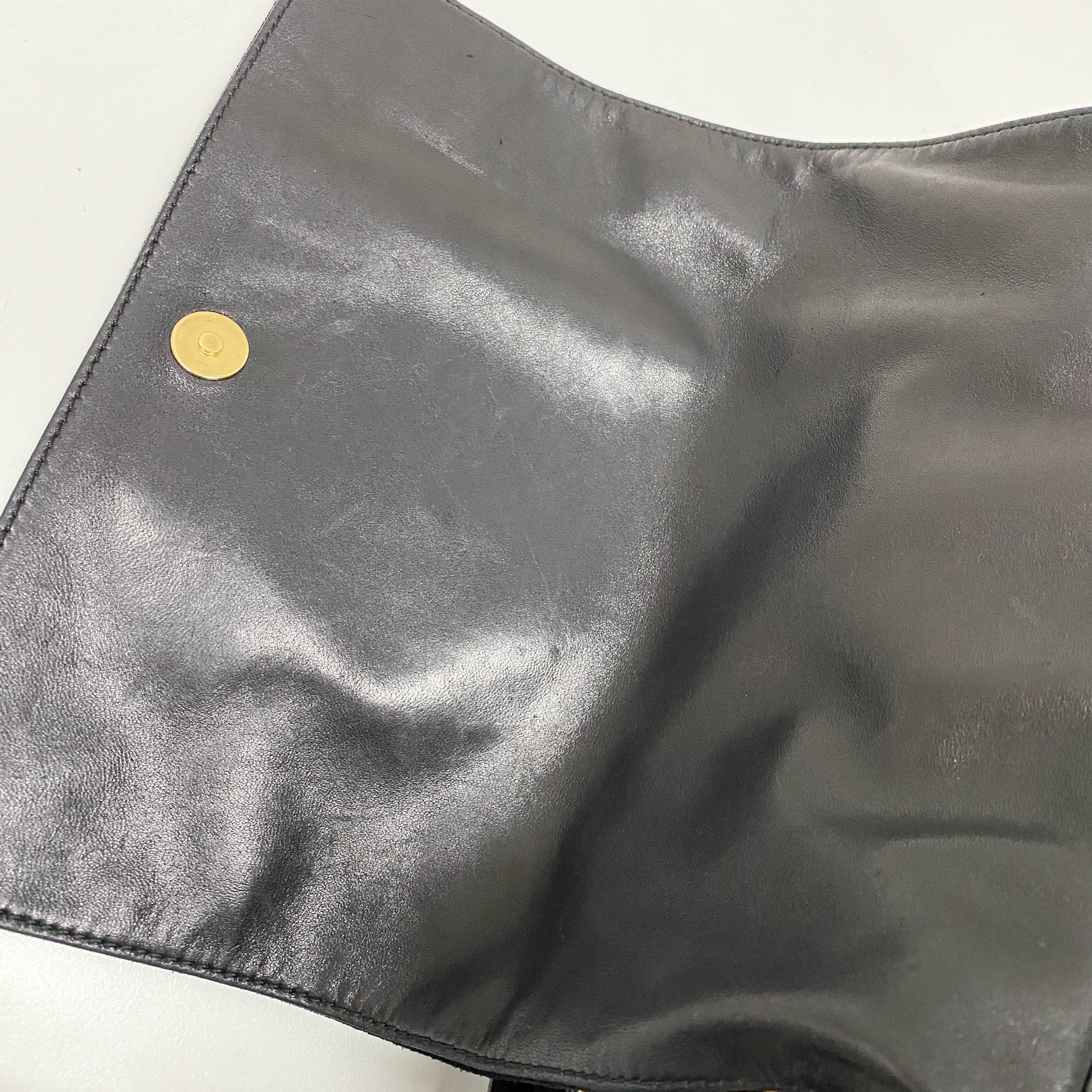 Cabas Black Suede Shoulder Bag