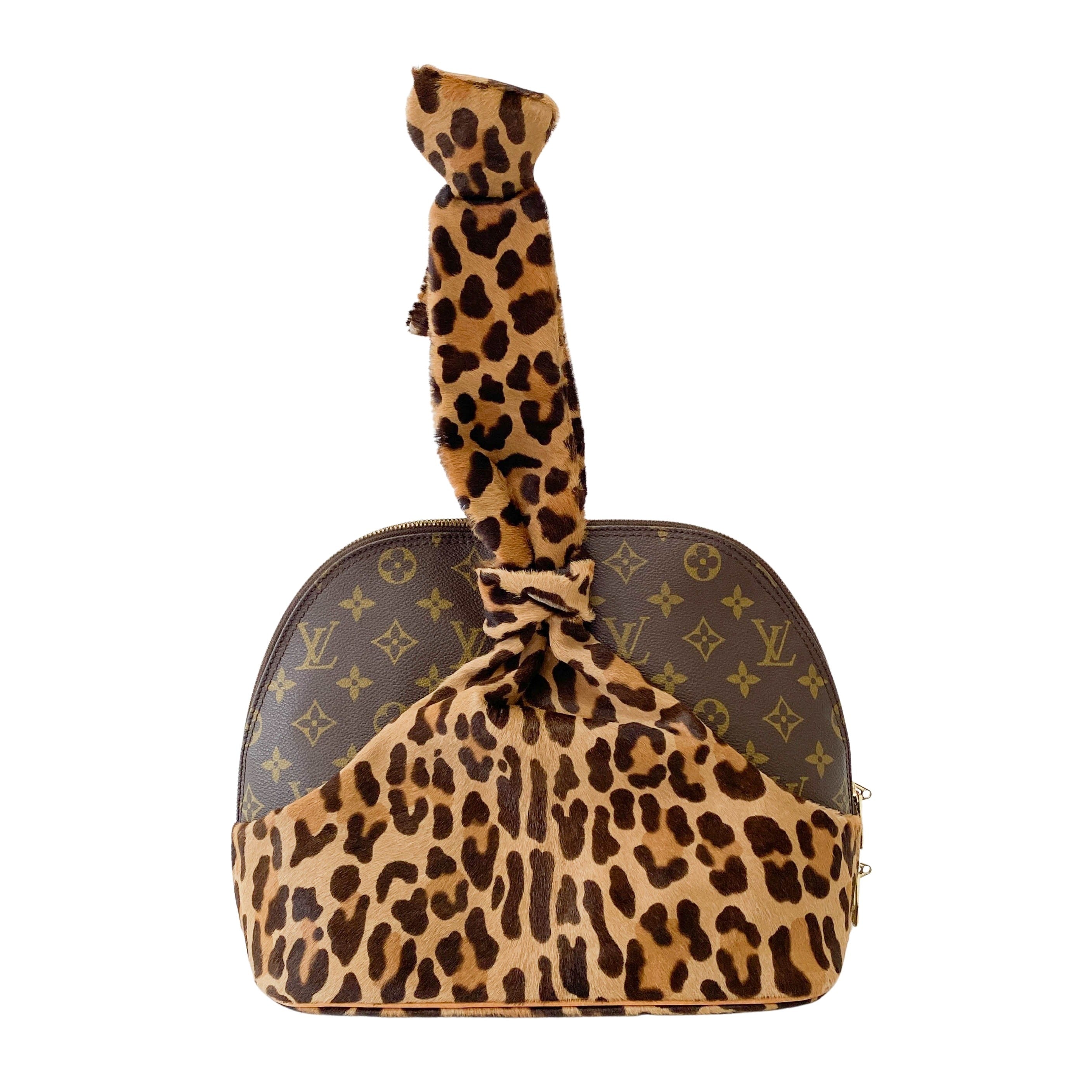Azzedine Alaia Monogram Brown Leopard Leather Bag