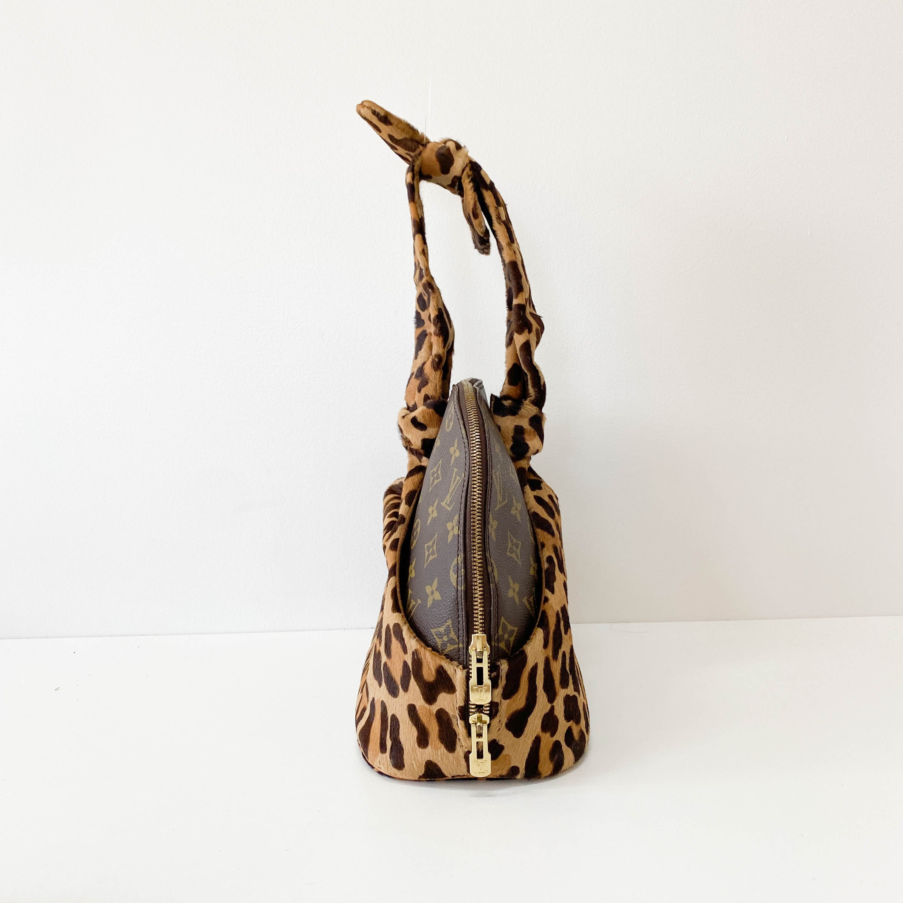 Azzedine Alaia Monogram Brown Leopard Leather Bag