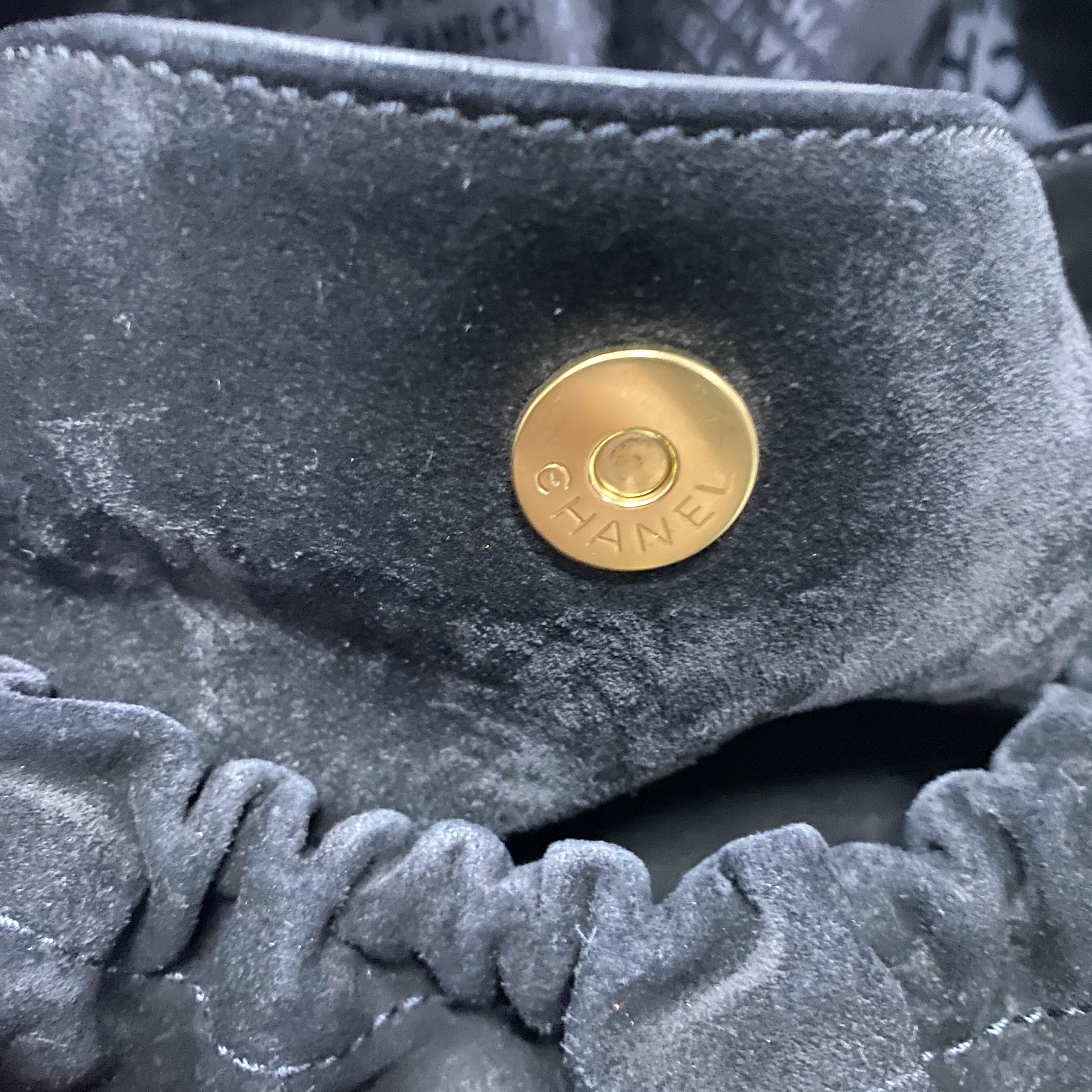 Cabas Black Suede Shoulder Bag