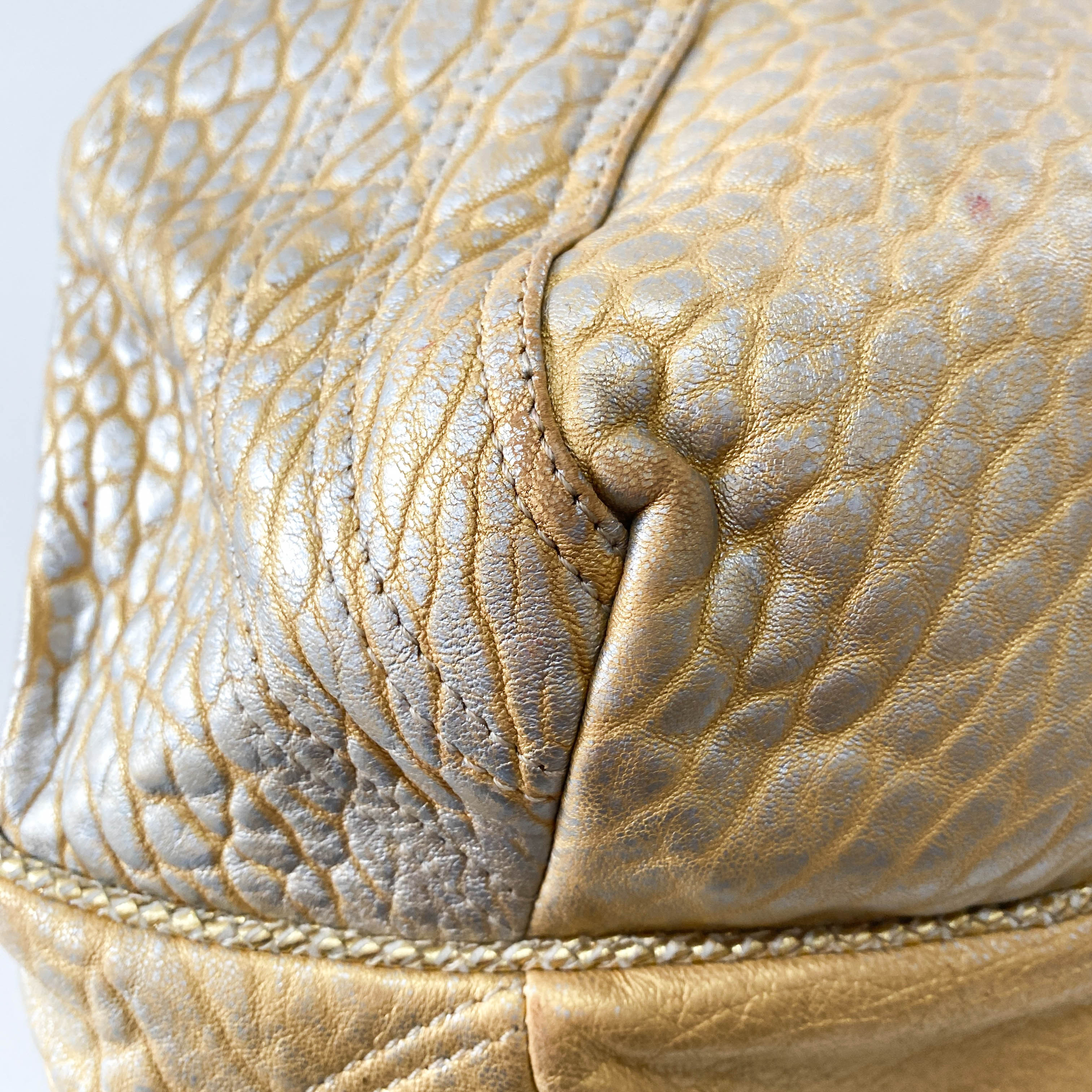 Spy Gold Leather Shoulder Bag