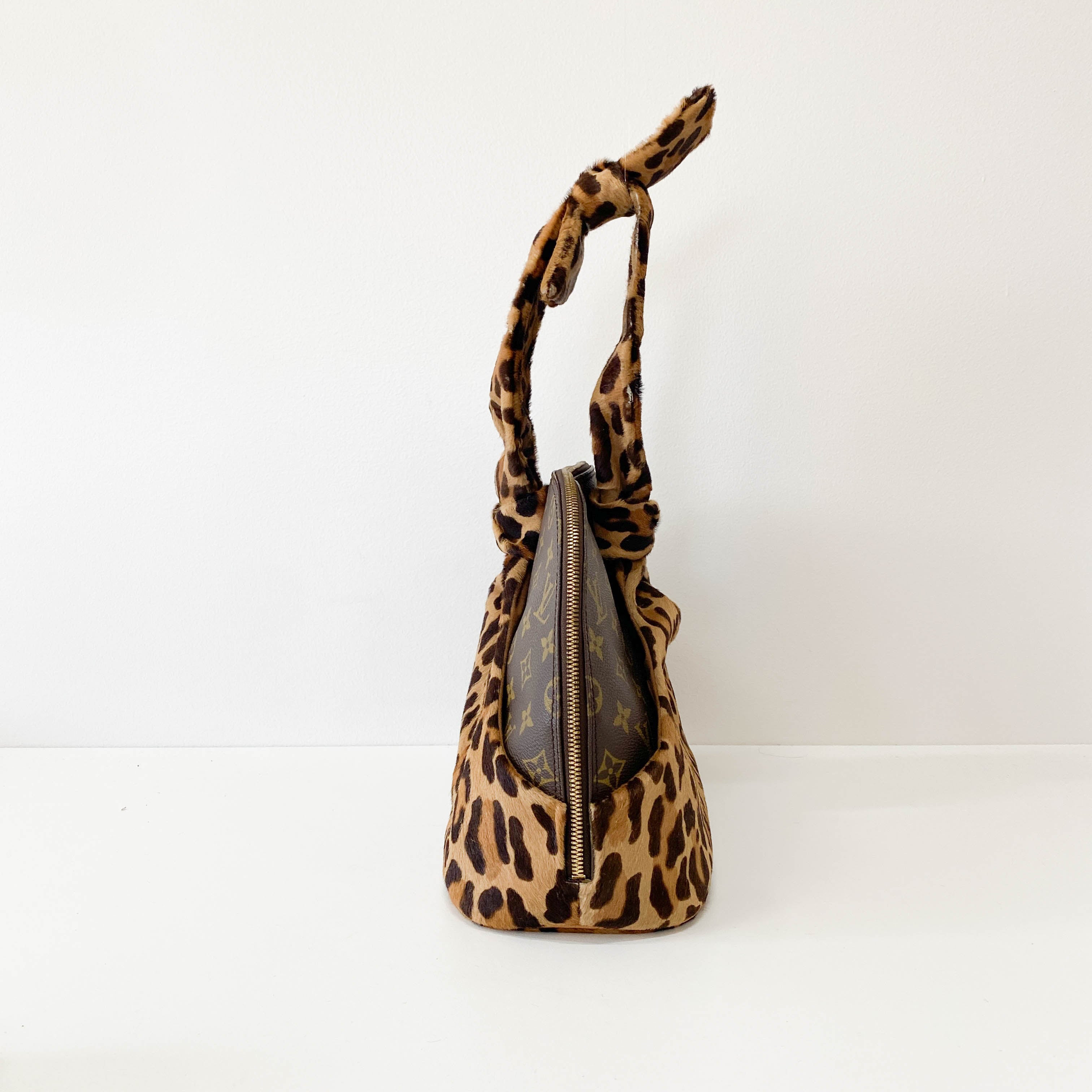 Azzedine Alaia Monogram Brown Leopard Leather Bag