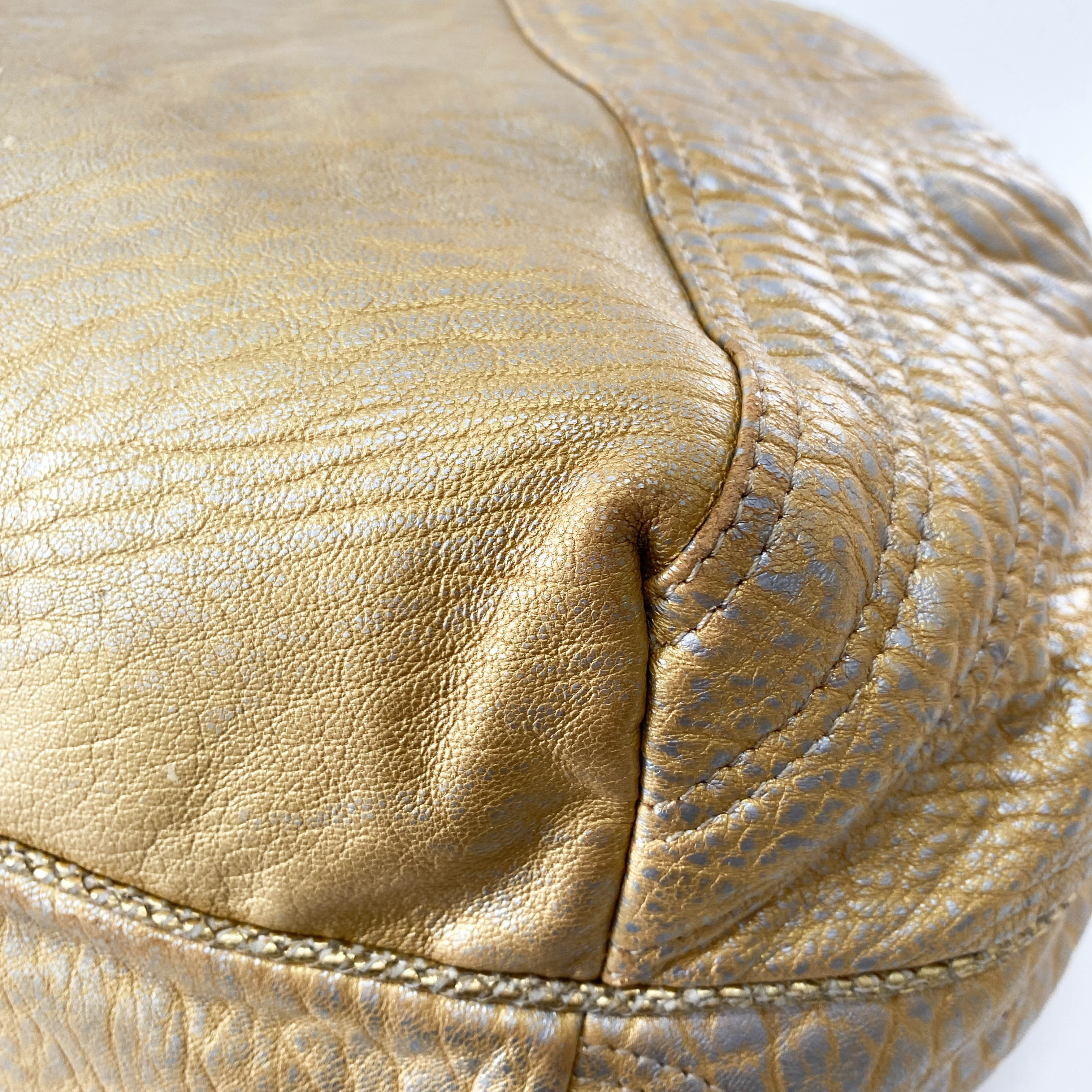 Spy Gold Leather Shoulder Bag