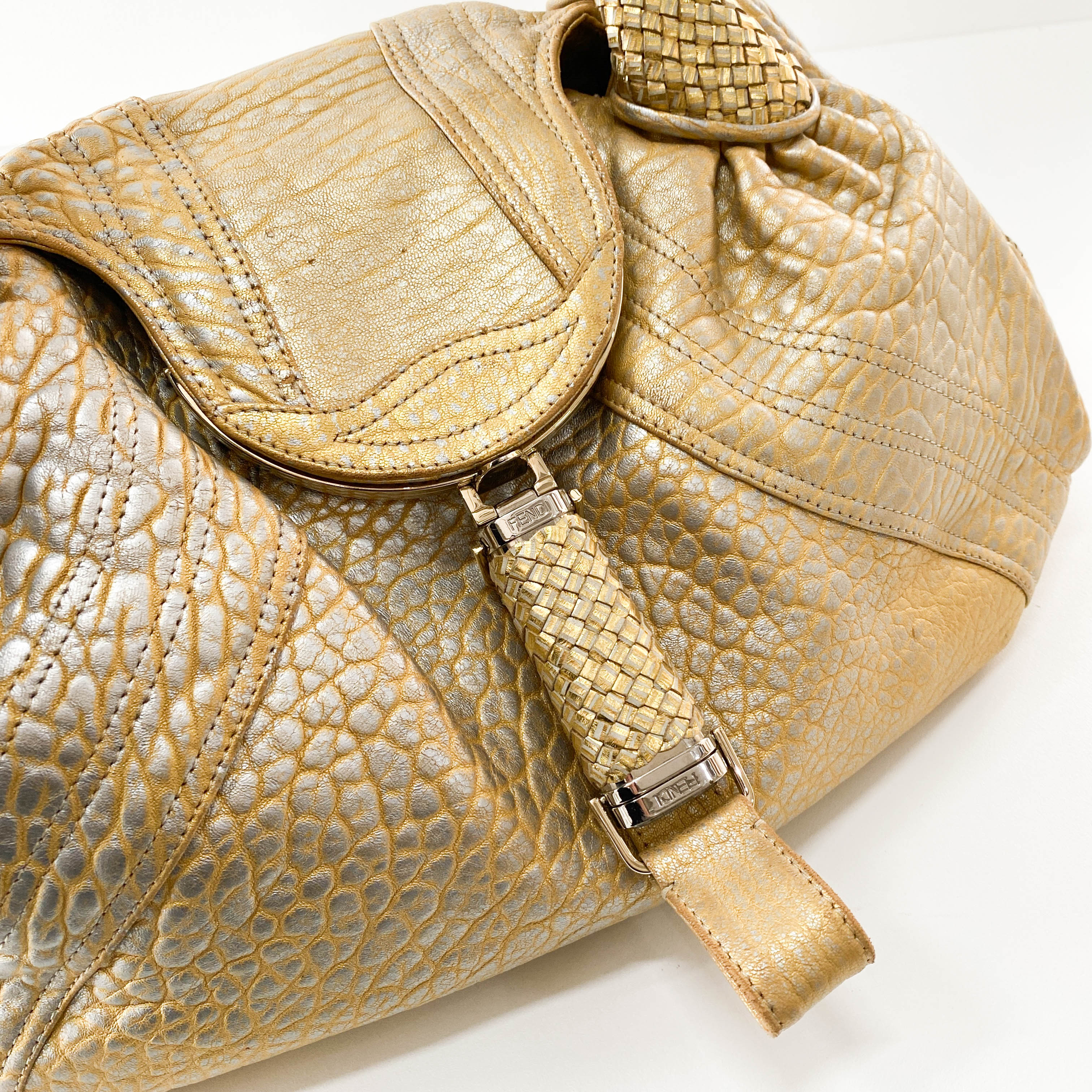 Spy Gold Leather Shoulder Bag