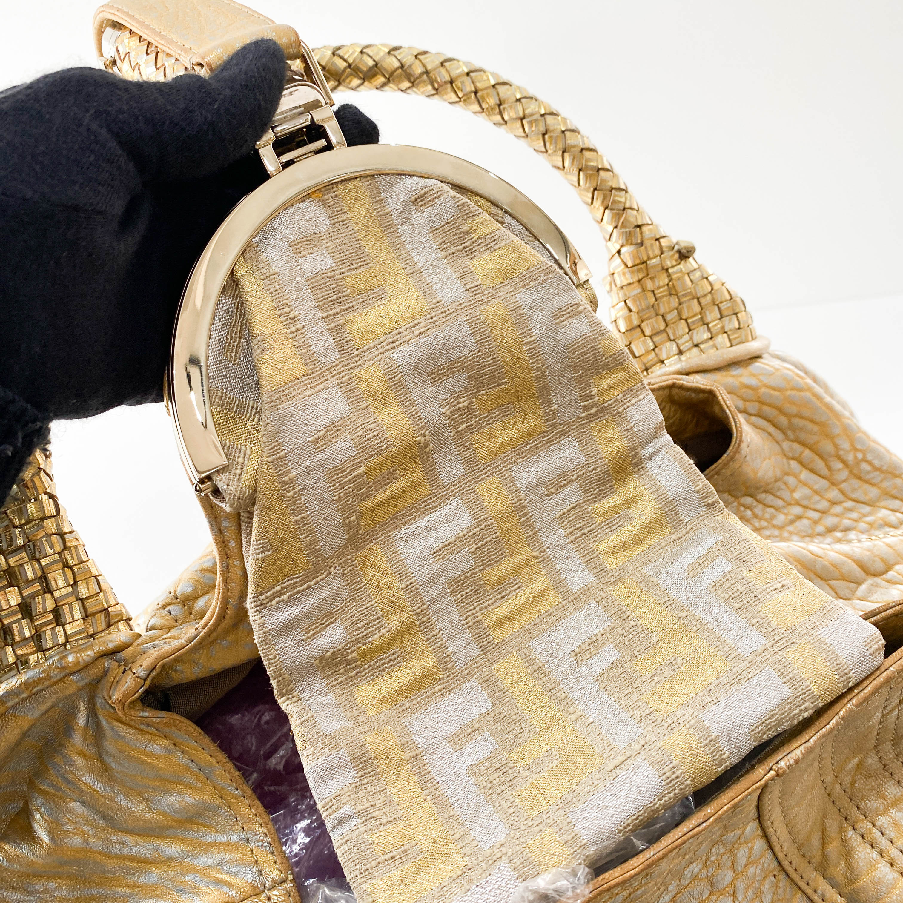 Spy Gold Leather Shoulder Bag