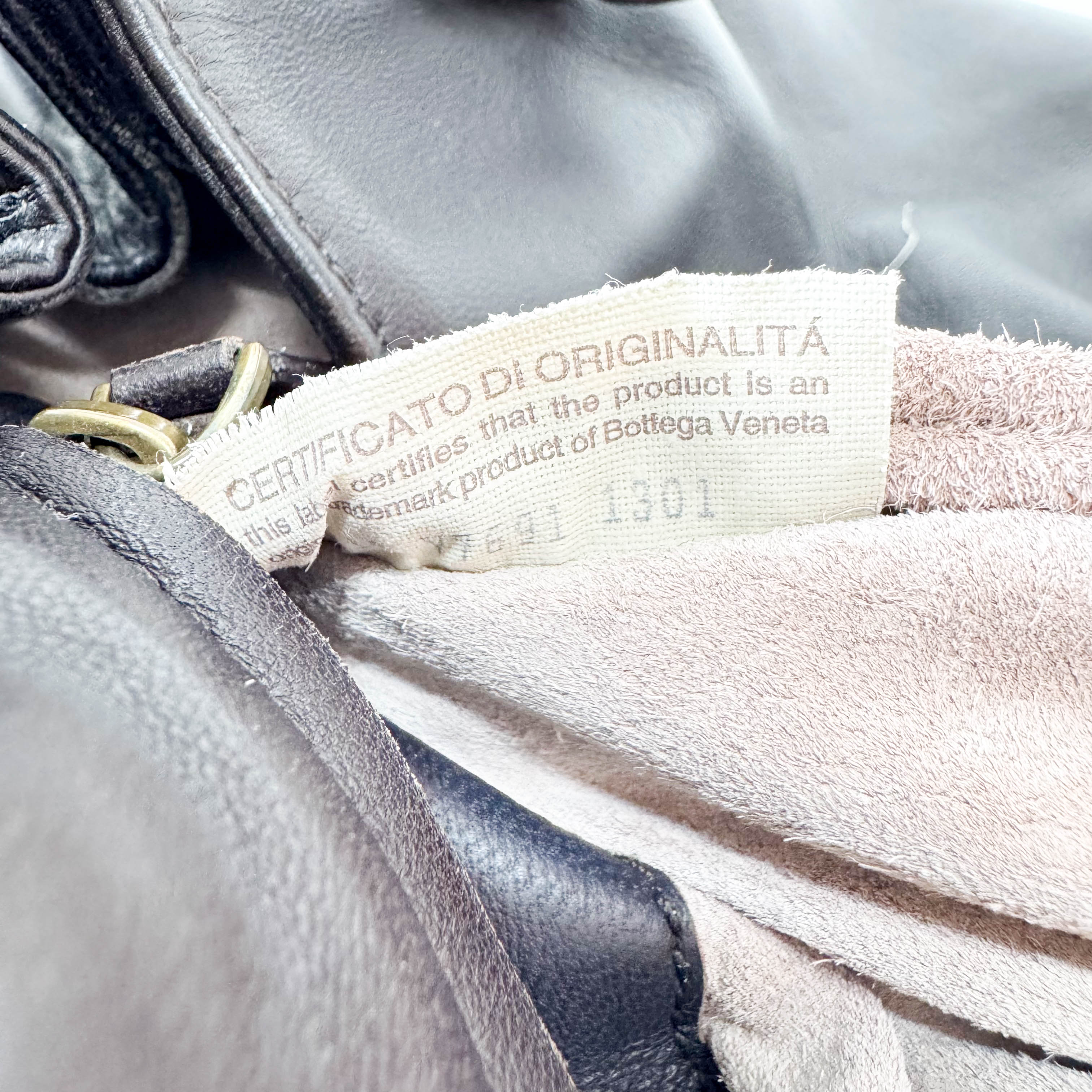 Brown Leather Intrecciato Shoulder Bag