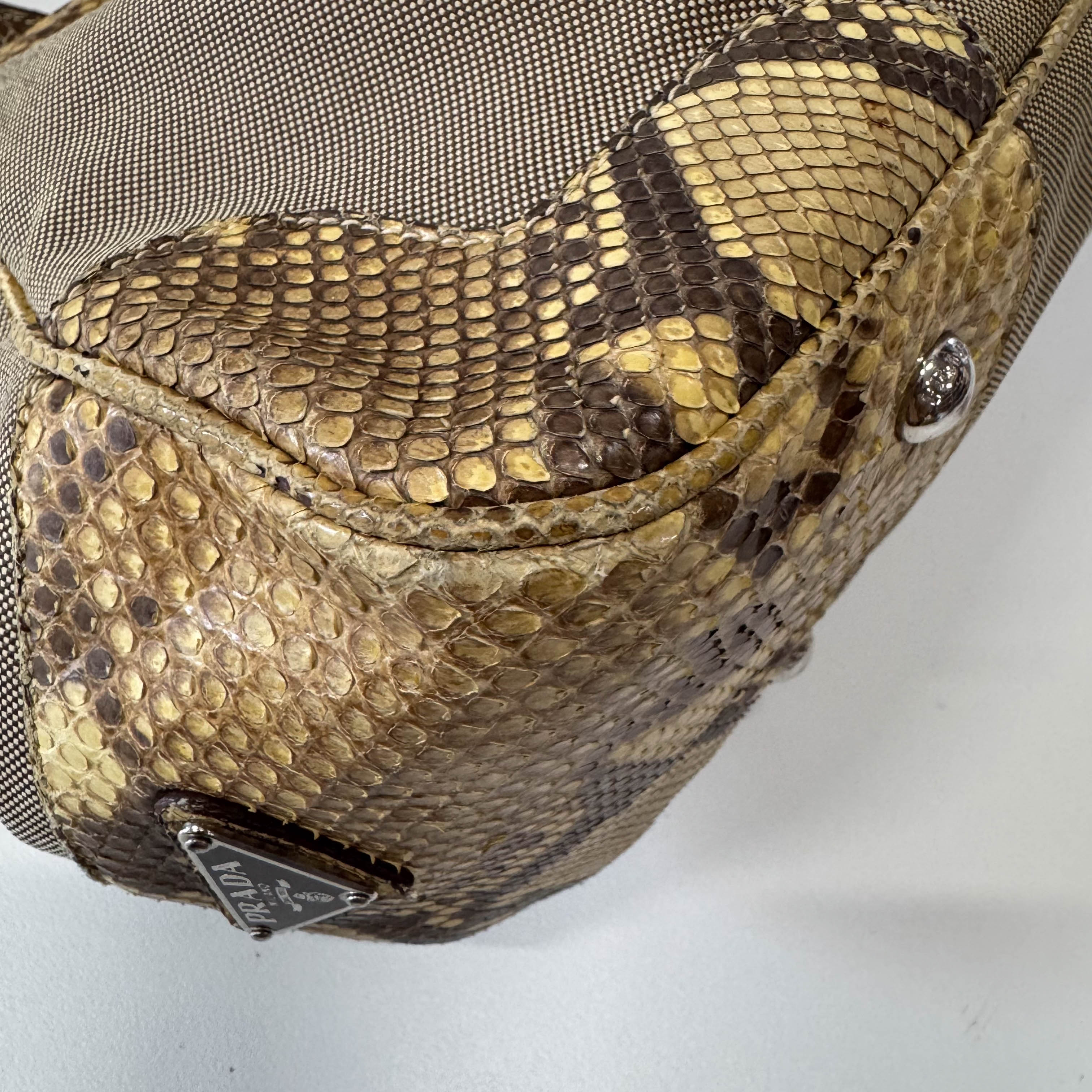 Yellow Jacquard Python Leather Shoulder Bag