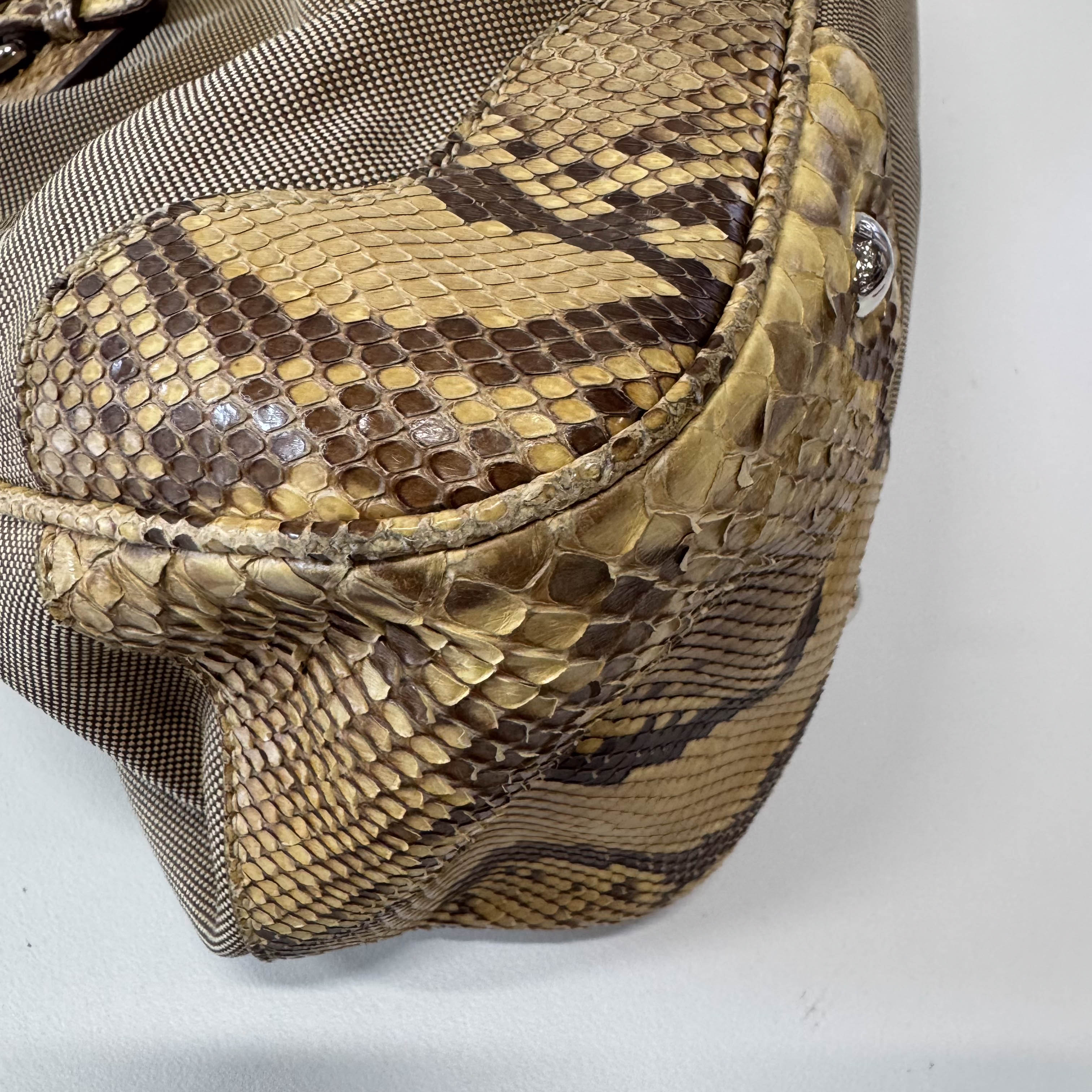 Yellow Jacquard Python Leather Shoulder Bag