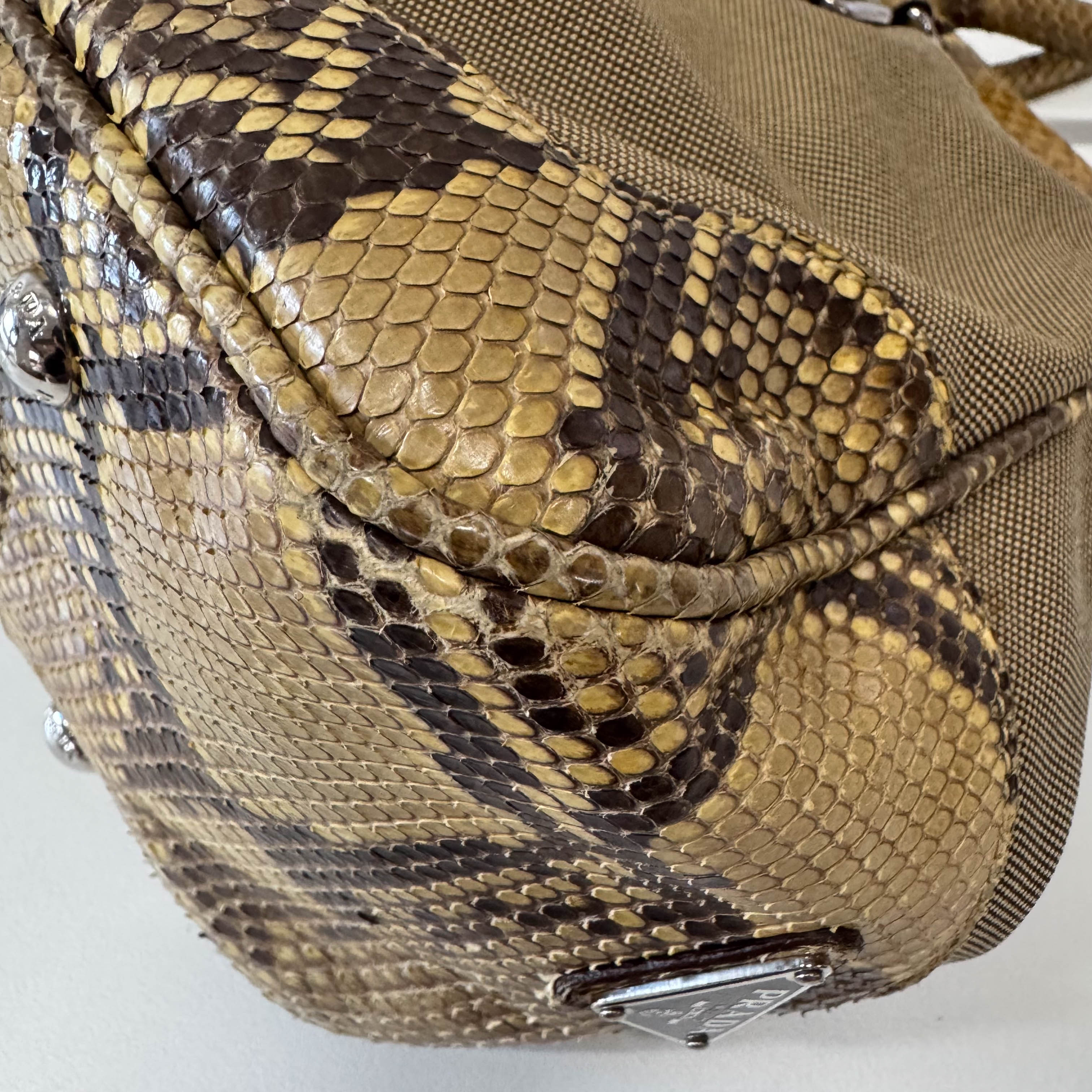 Yellow Jacquard Python Leather Shoulder Bag