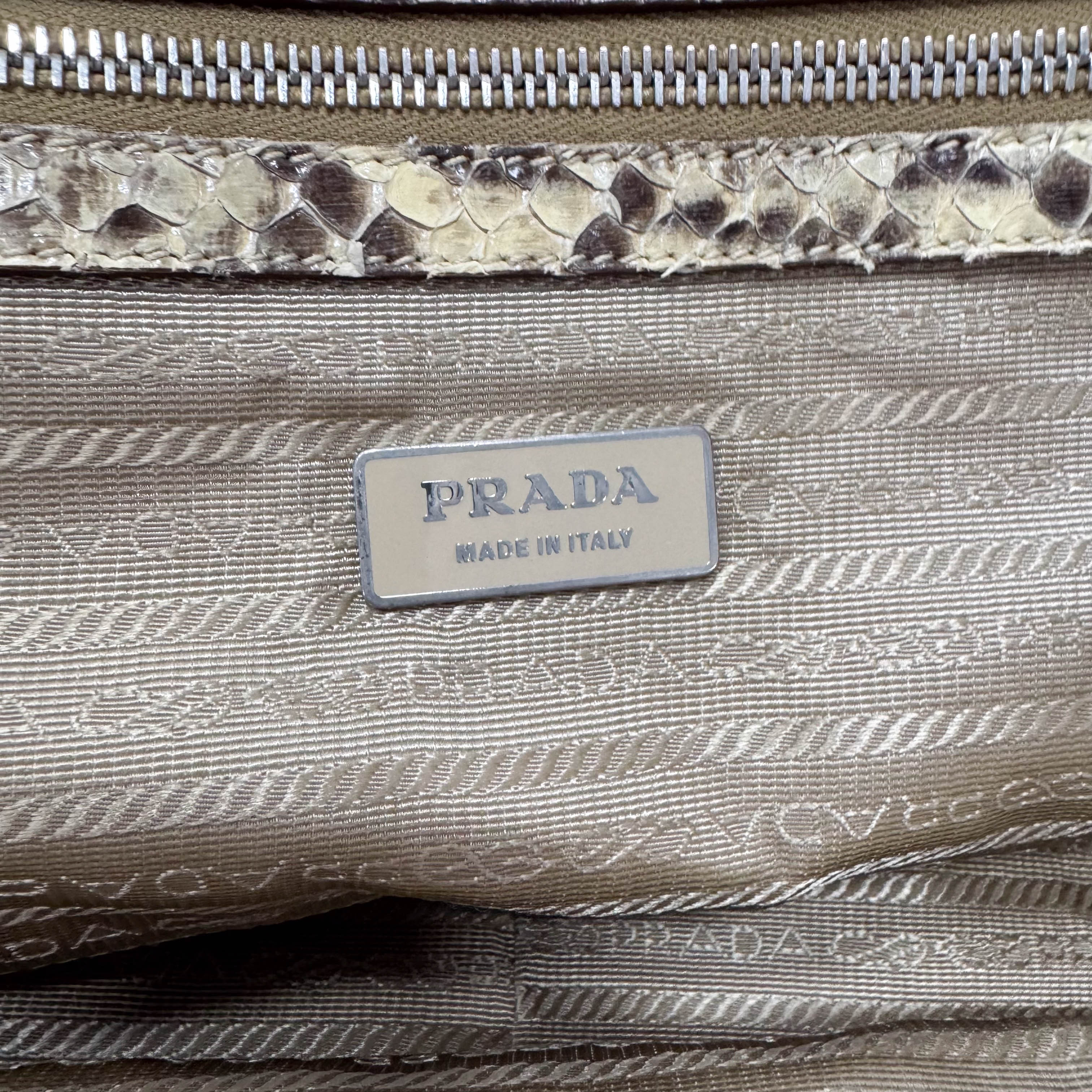 Yellow Jacquard Python Leather Shoulder Bag