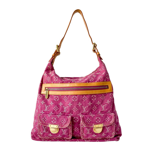Monogram GM Pink Denim Baggy Shoulder Bag