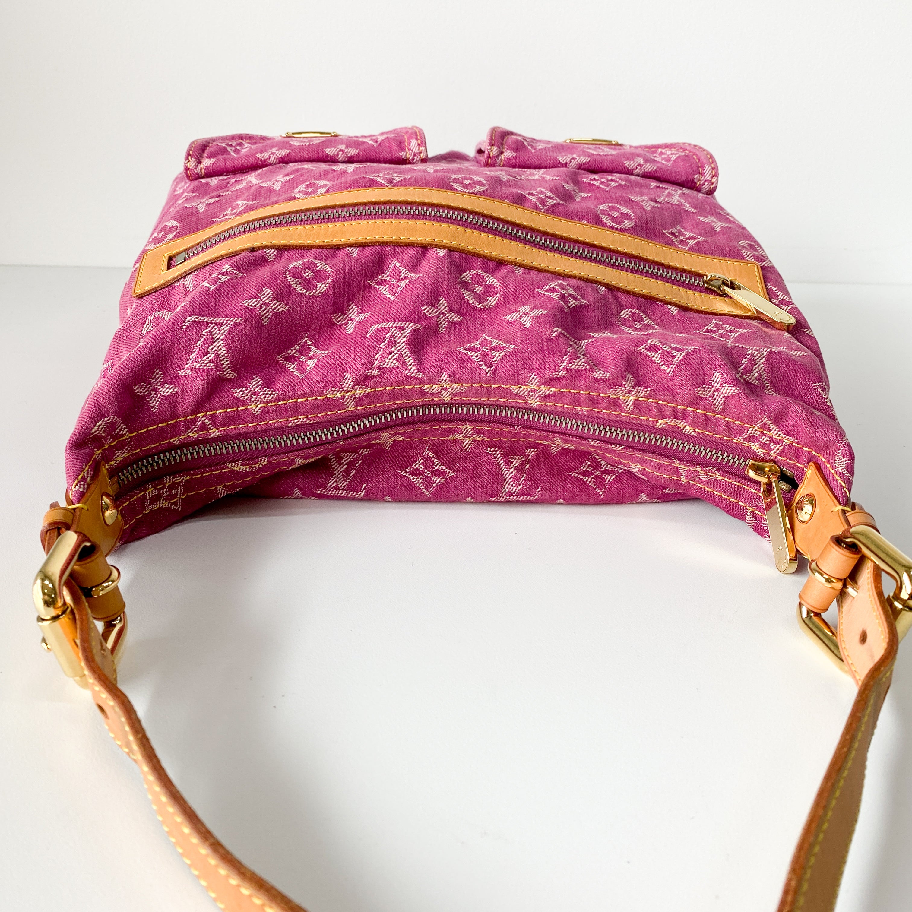 Monogram GM Pink Denim Baggy Shoulder Bag