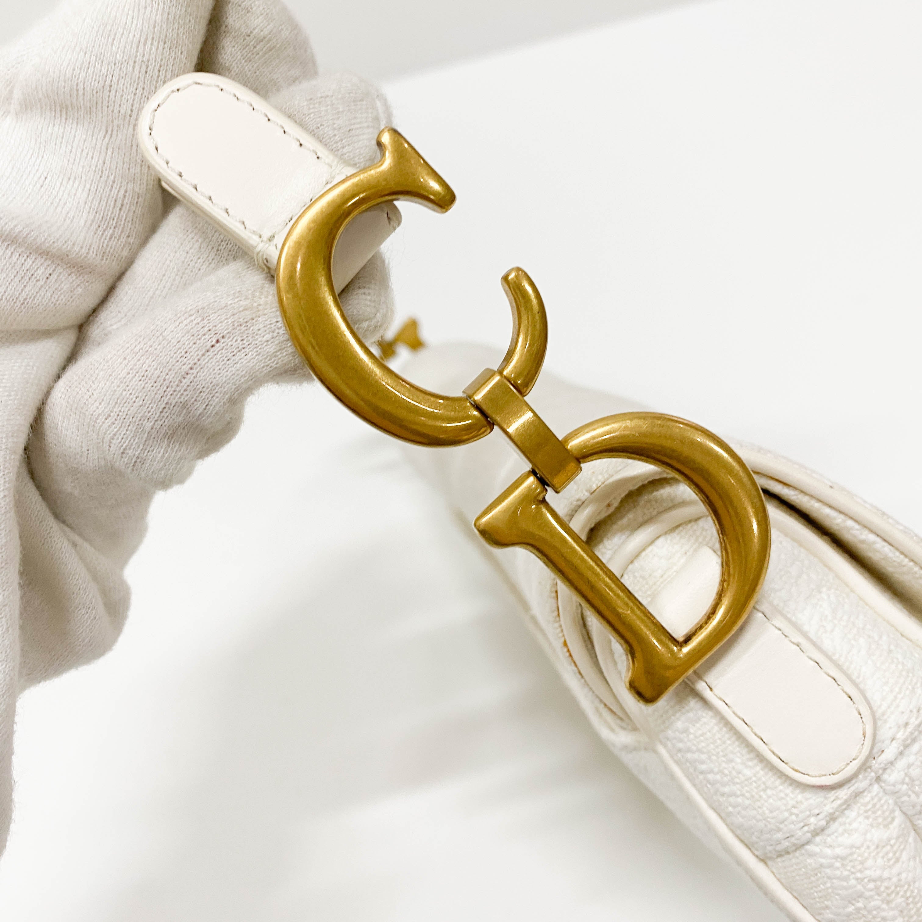 Saddle White Trotter Canvas Handbag