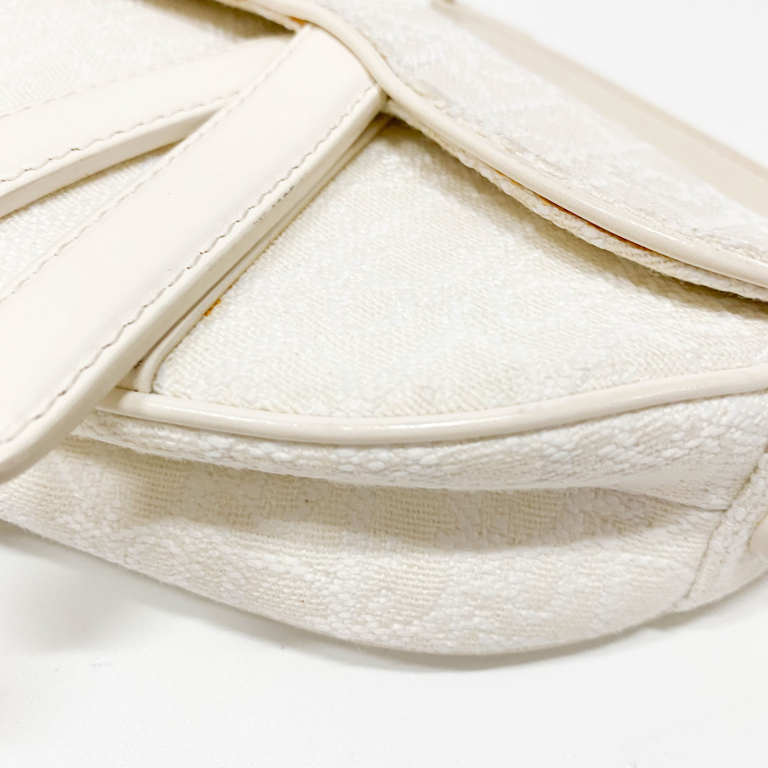 Saddle White Trotter Canvas Handbag