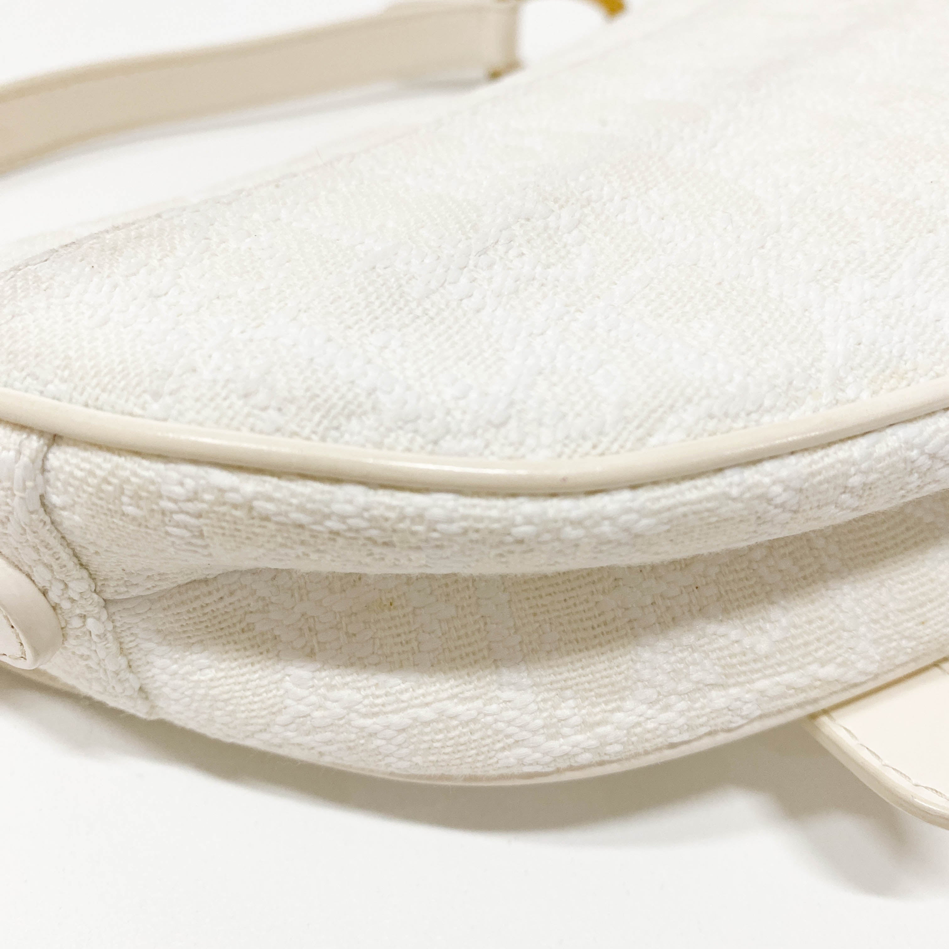 Saddle White Trotter Canvas Handbag