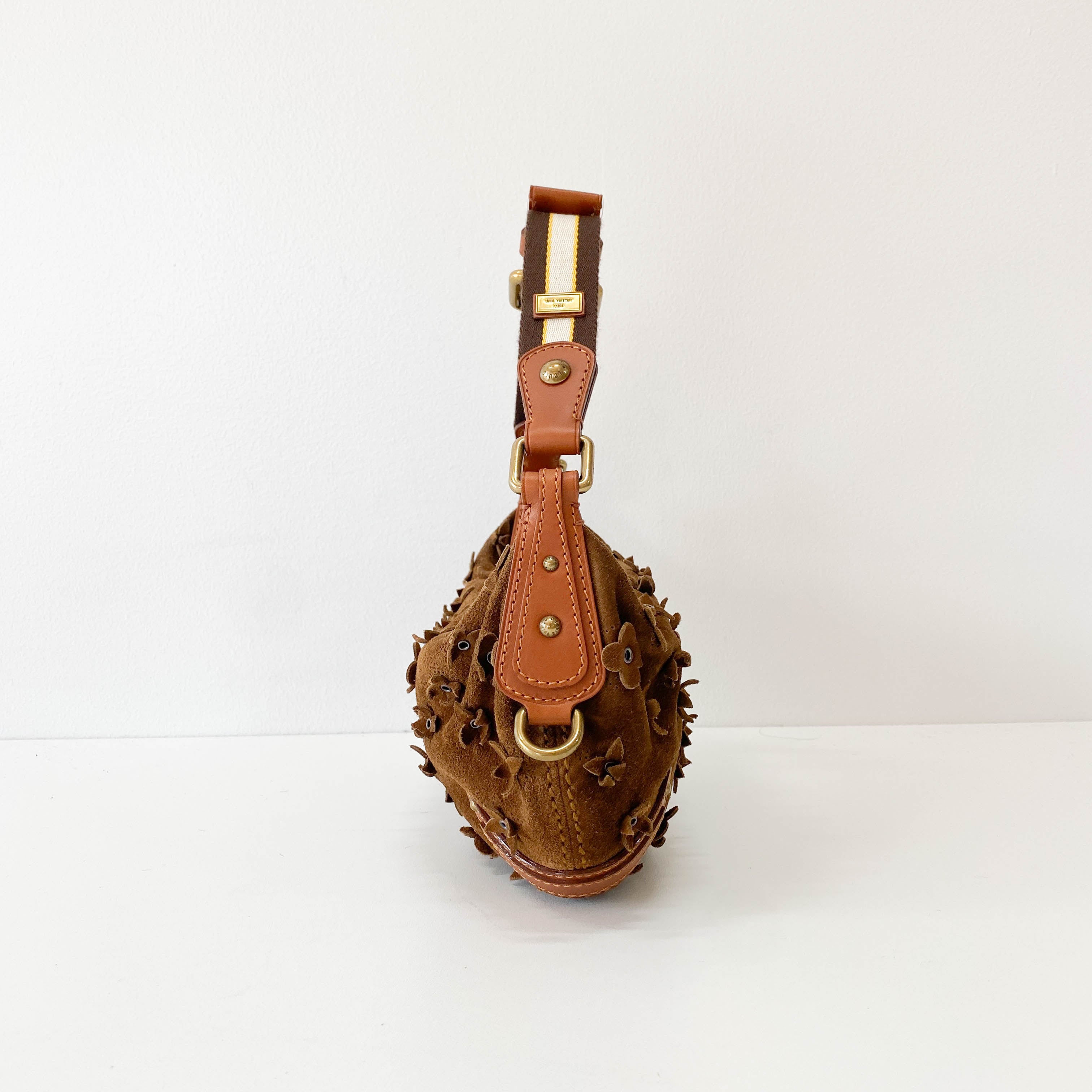 Monogram Onatah Fleurs PM Brown Suede Bag