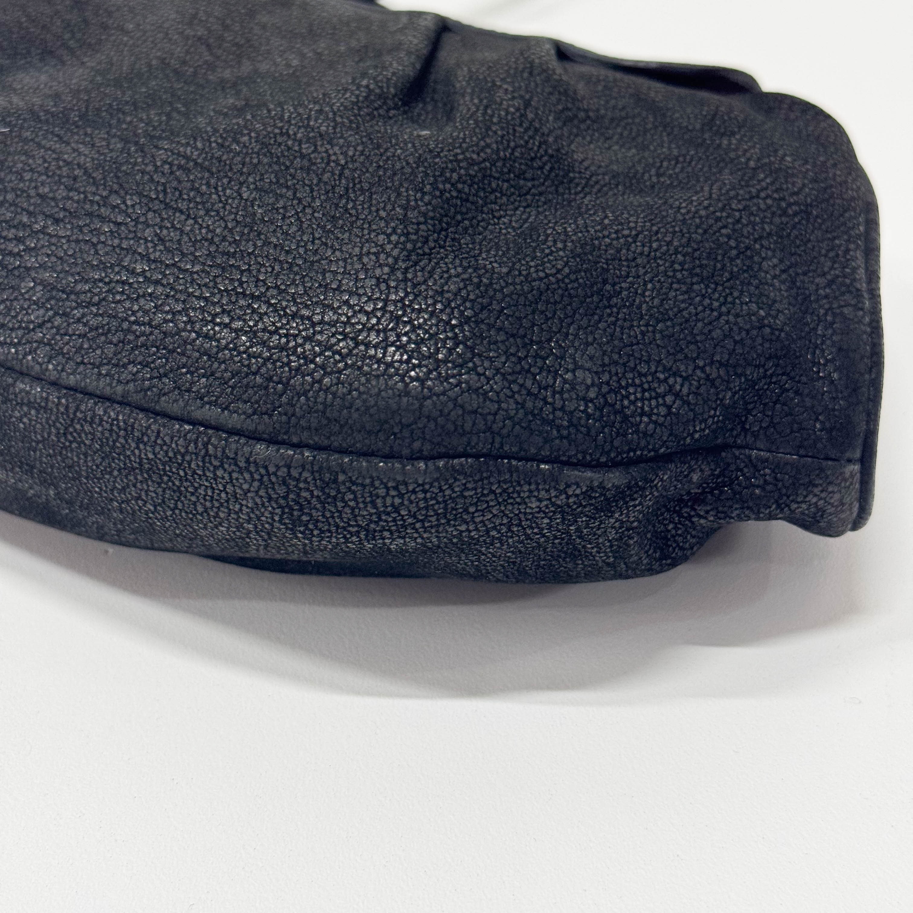 Jeweled Buckle Black Croc-Embossed Leather Flap Shoulder Bag