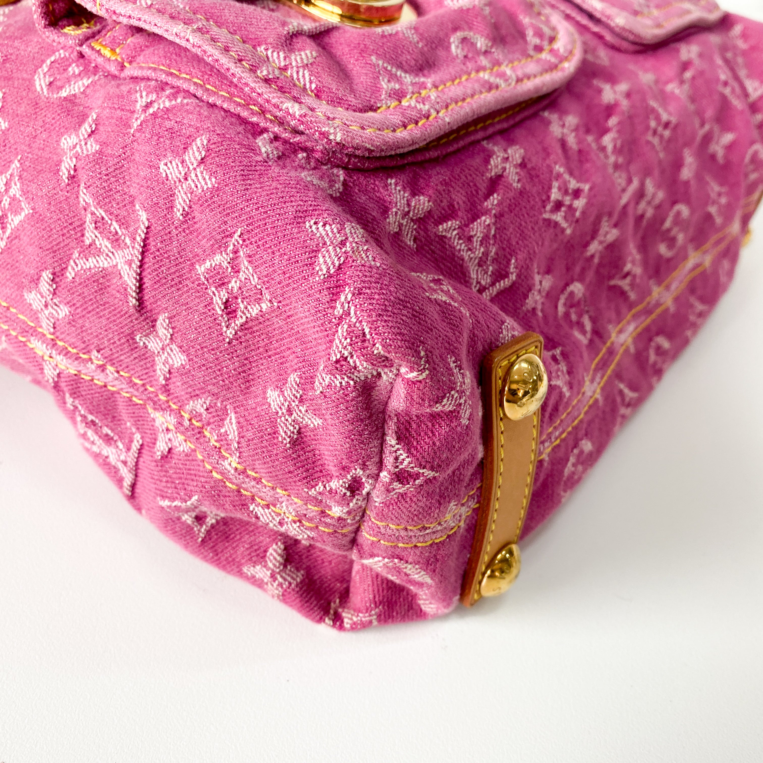 Monogram GM Pink Denim Baggy Shoulder Bag