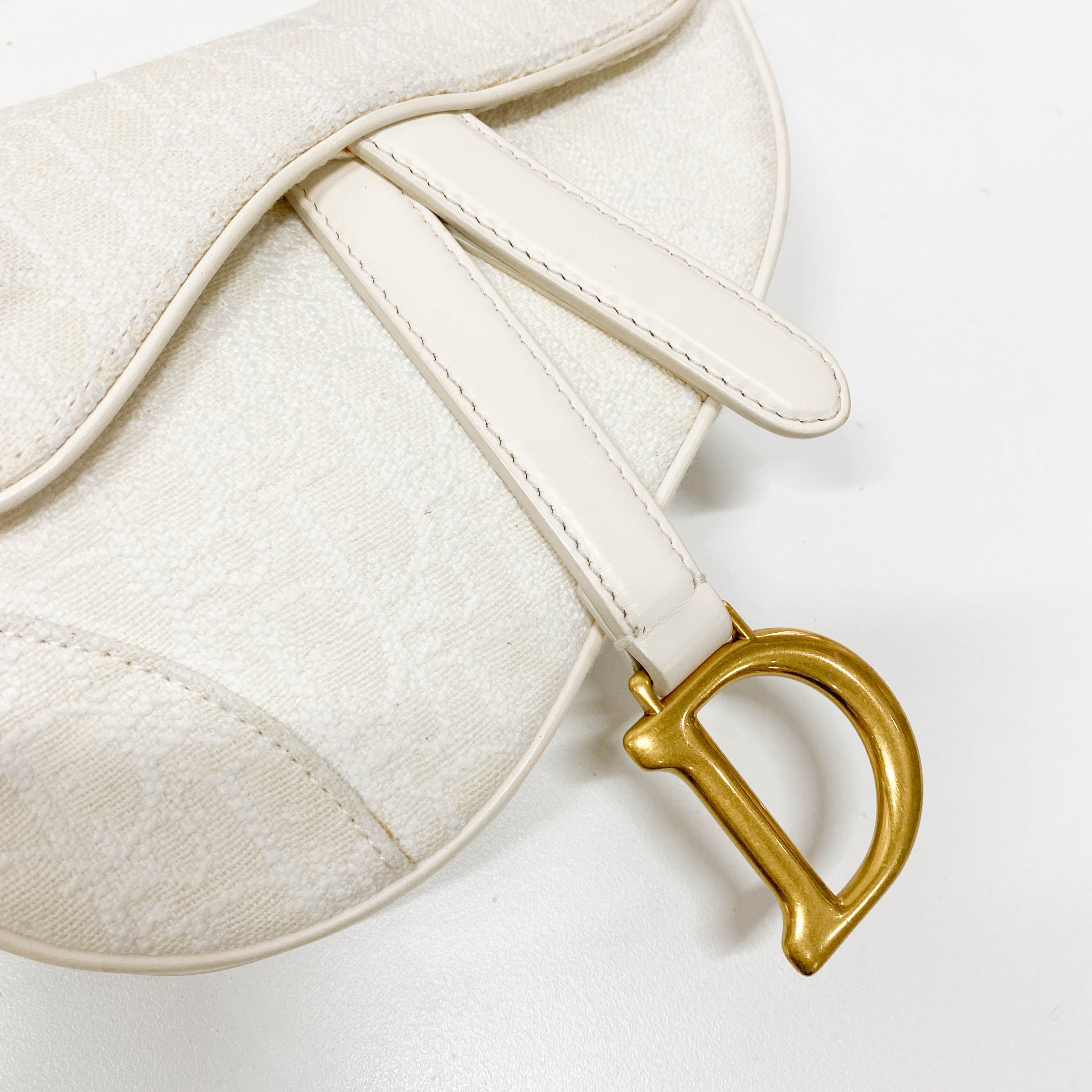 Saddle White Trotter Canvas Handbag