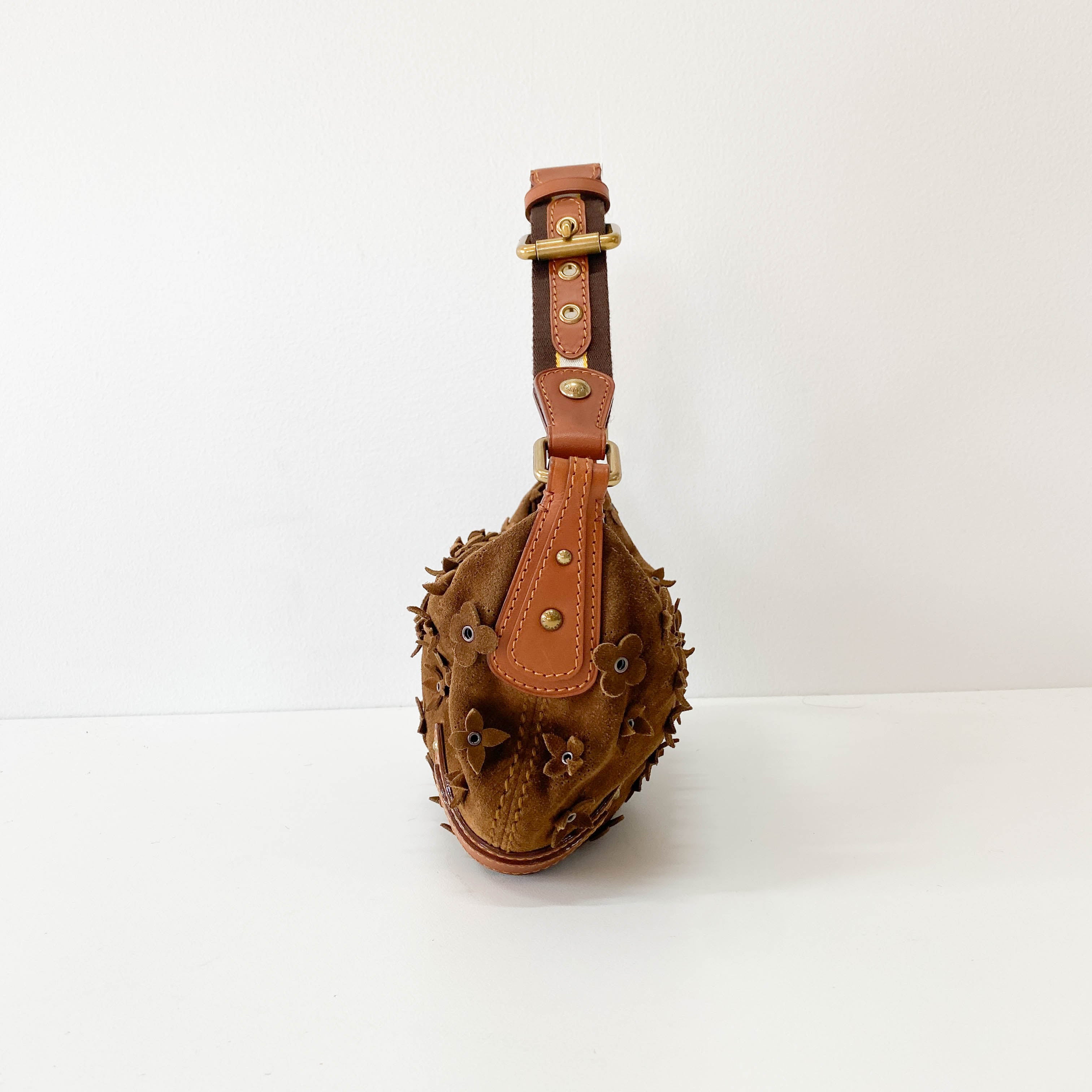 Monogram Onatah Fleurs PM Brown Suede Bag