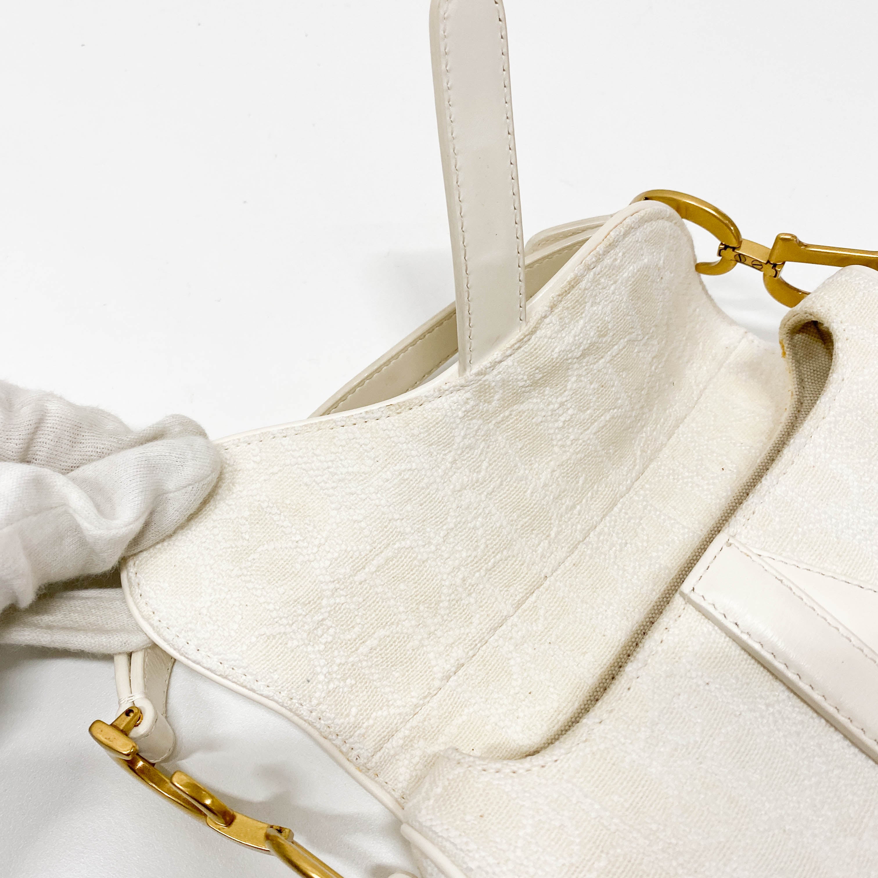 Saddle White Trotter Canvas Handbag