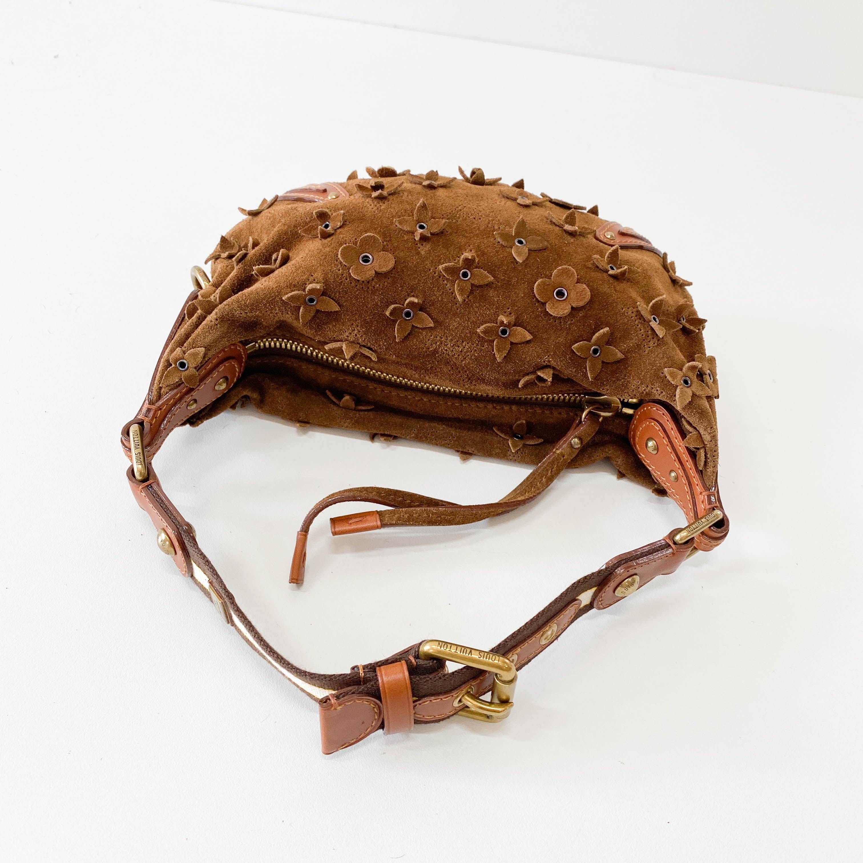 Monogram Onatah Fleurs PM Brown Suede Bag