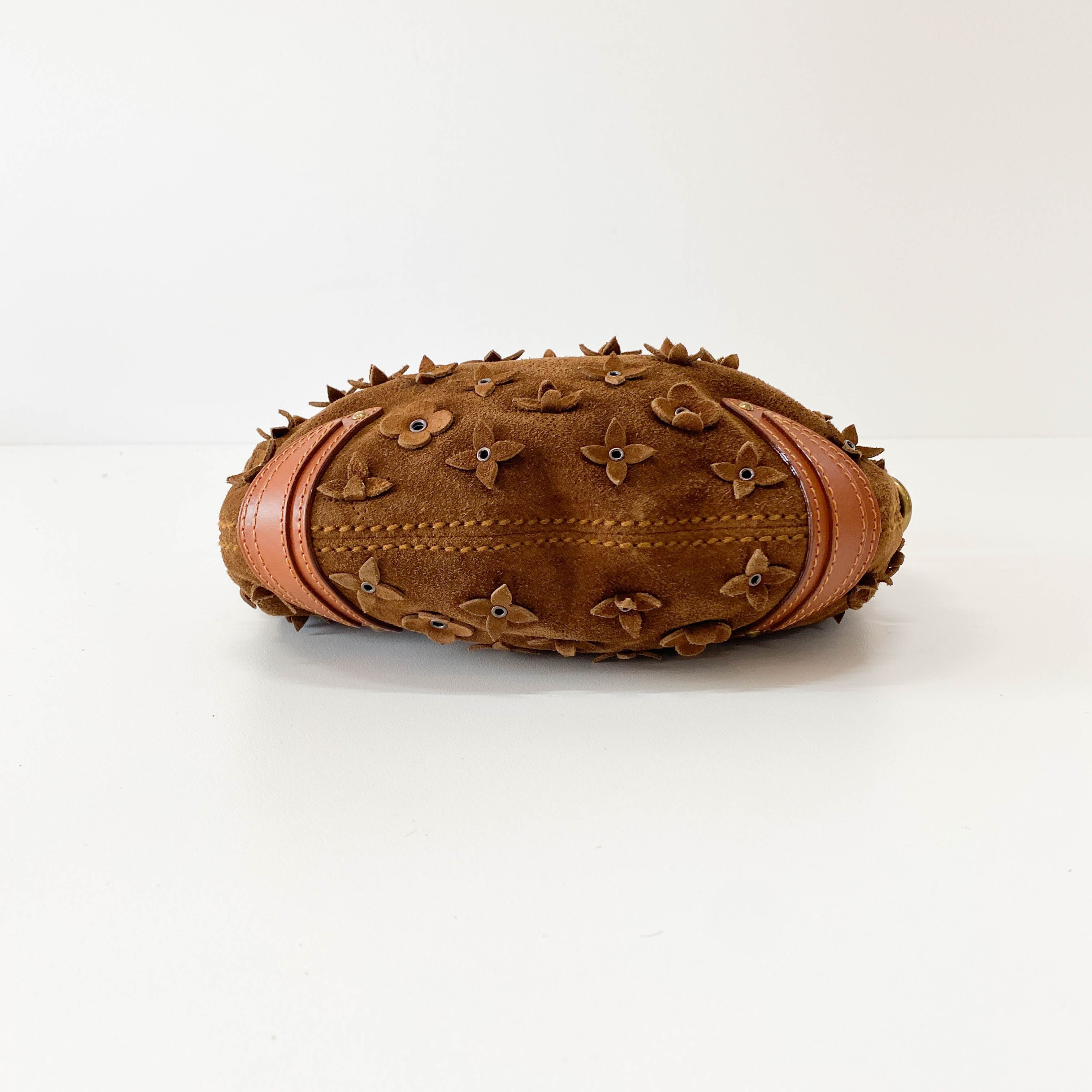 Monogram Onatah Fleurs PM Brown Suede Bag