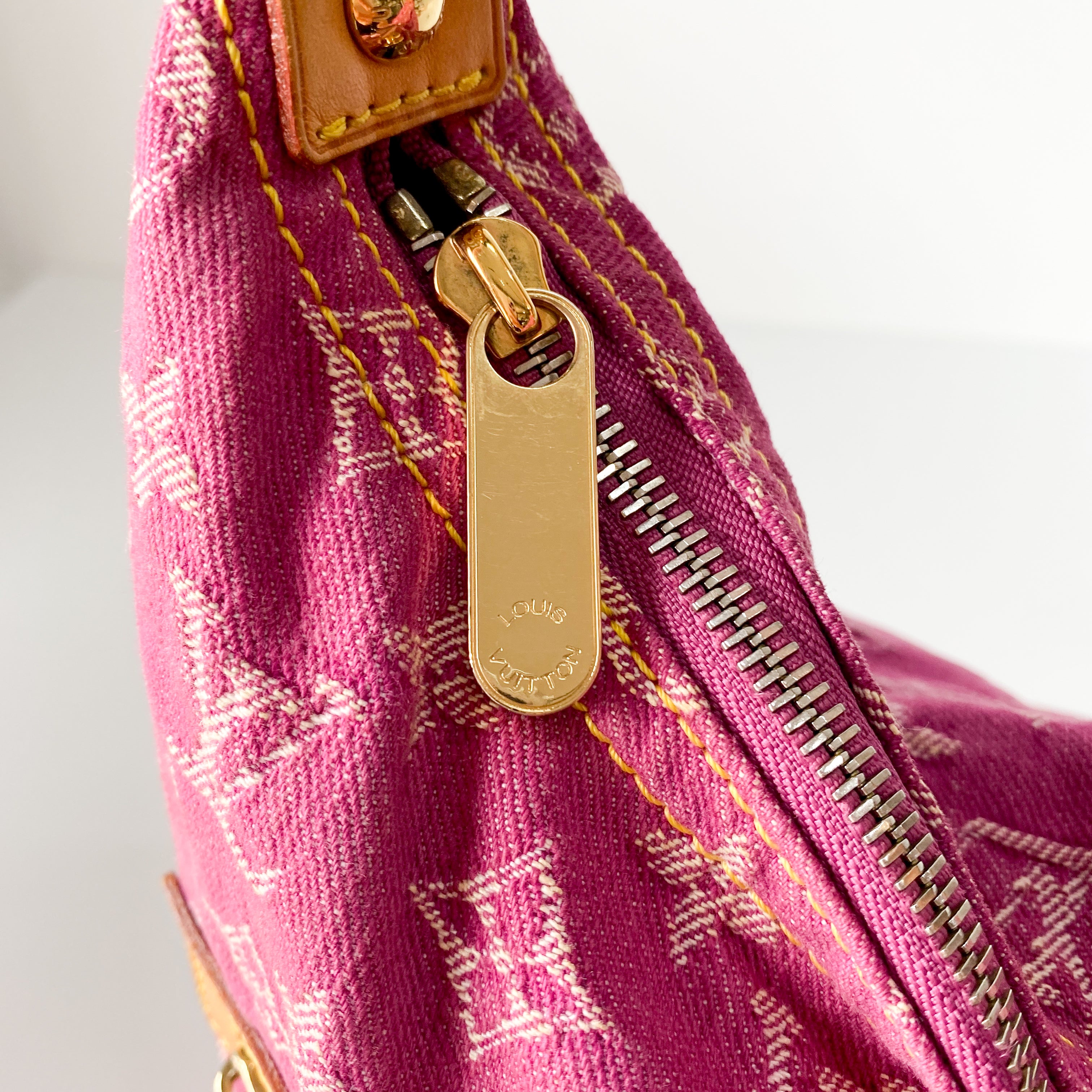 Monogram GM Pink Denim Baggy Shoulder Bag