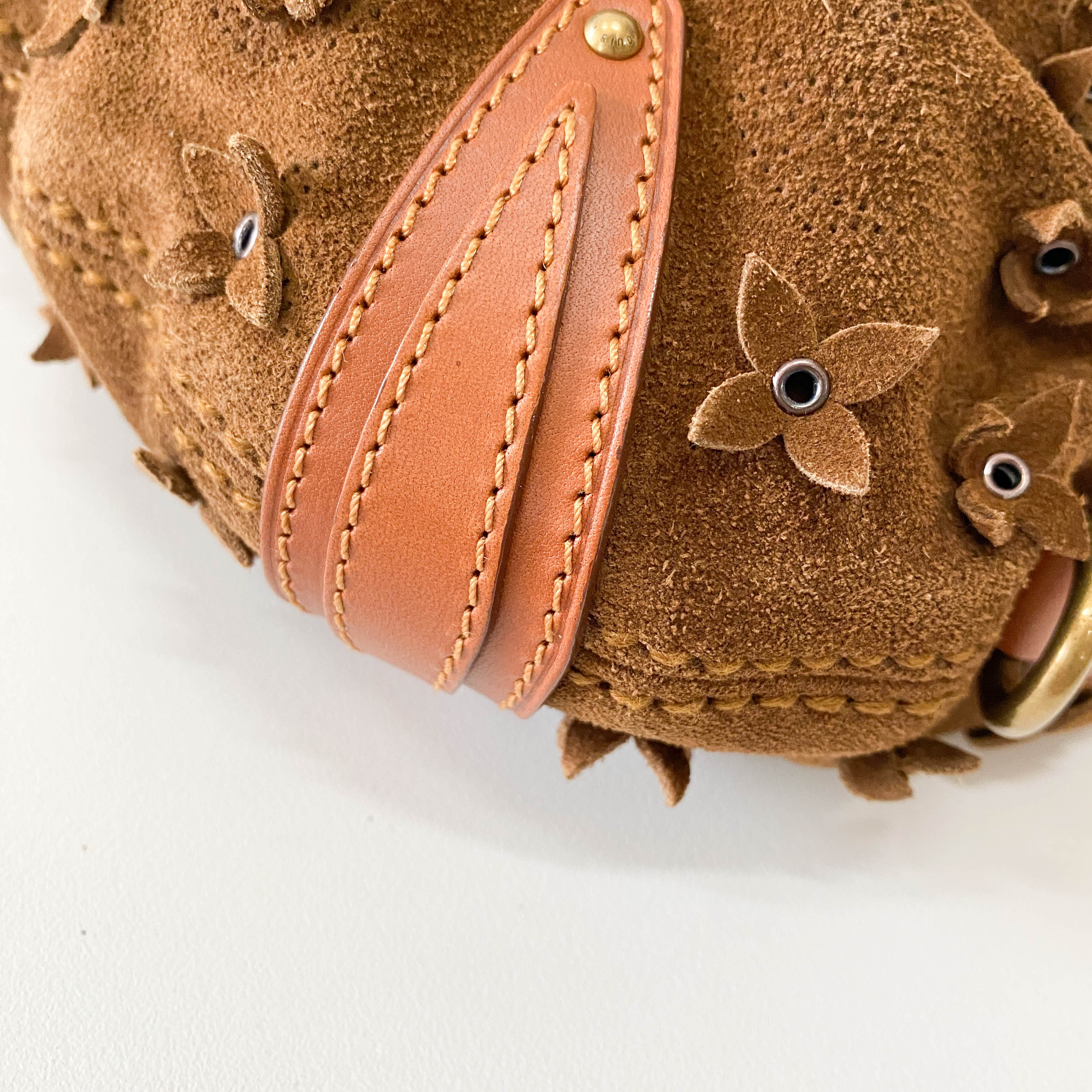 Monogram Onatah Fleurs PM Brown Suede Bag