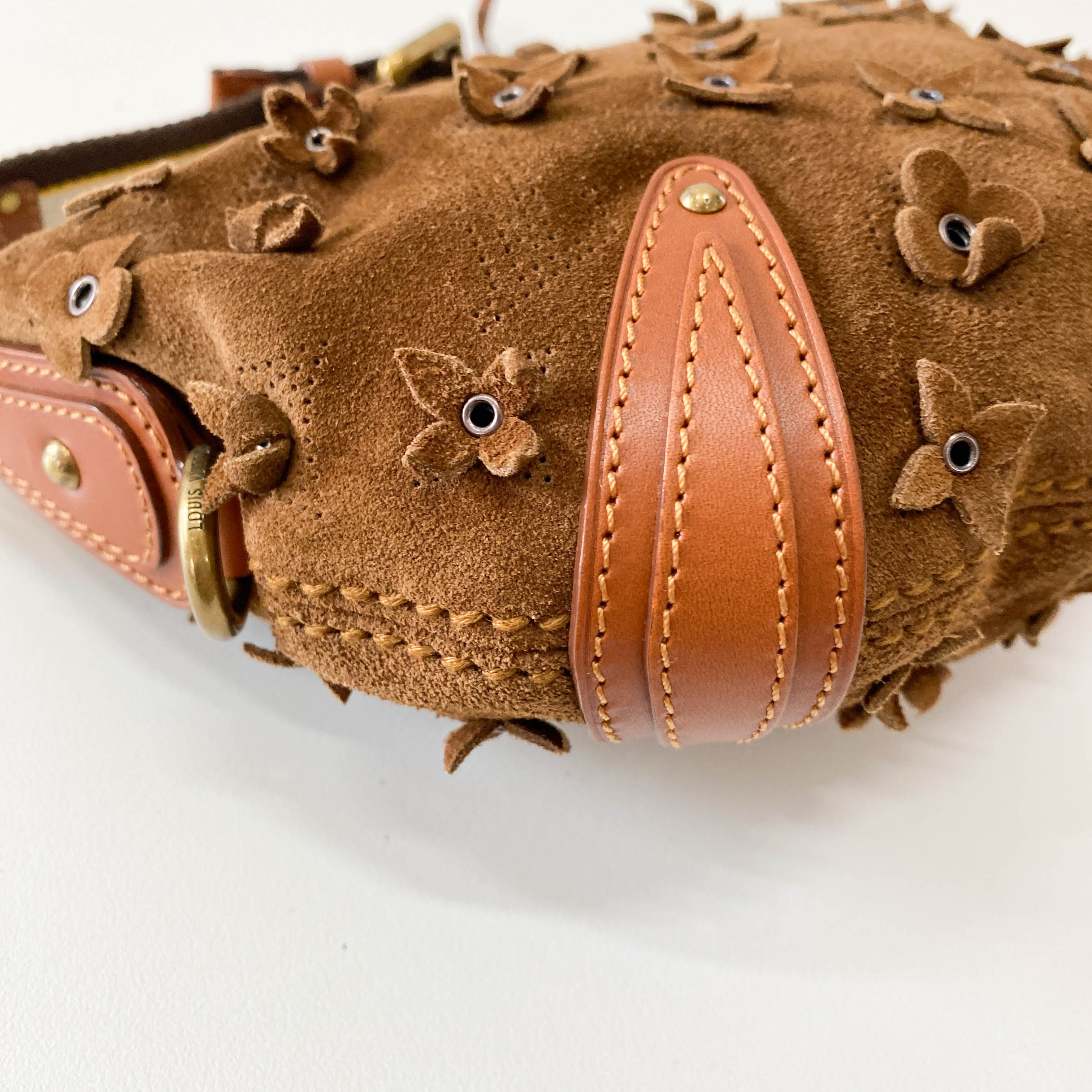 Monogram Onatah Fleurs PM Brown Suede Bag