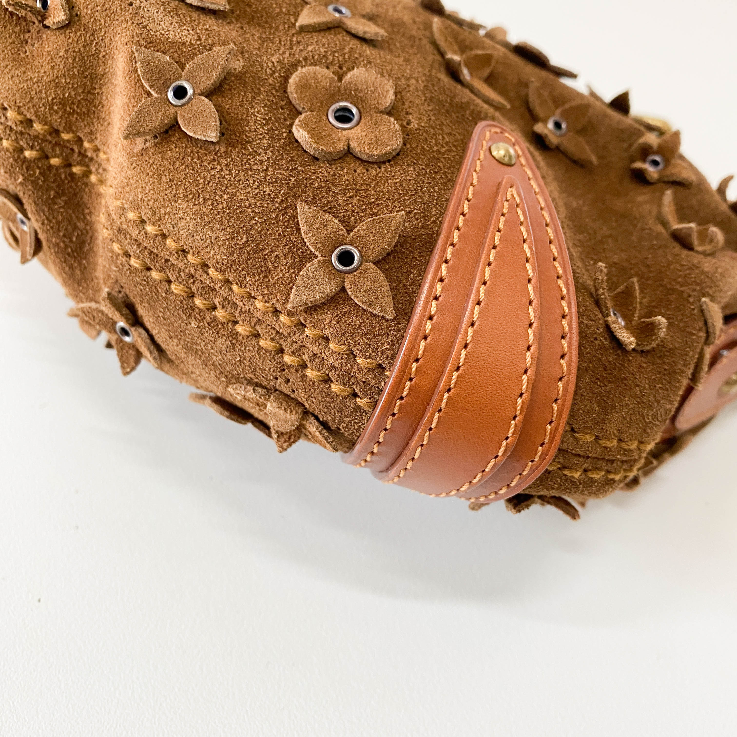 Monogram Onatah Fleurs PM Brown Suede Bag