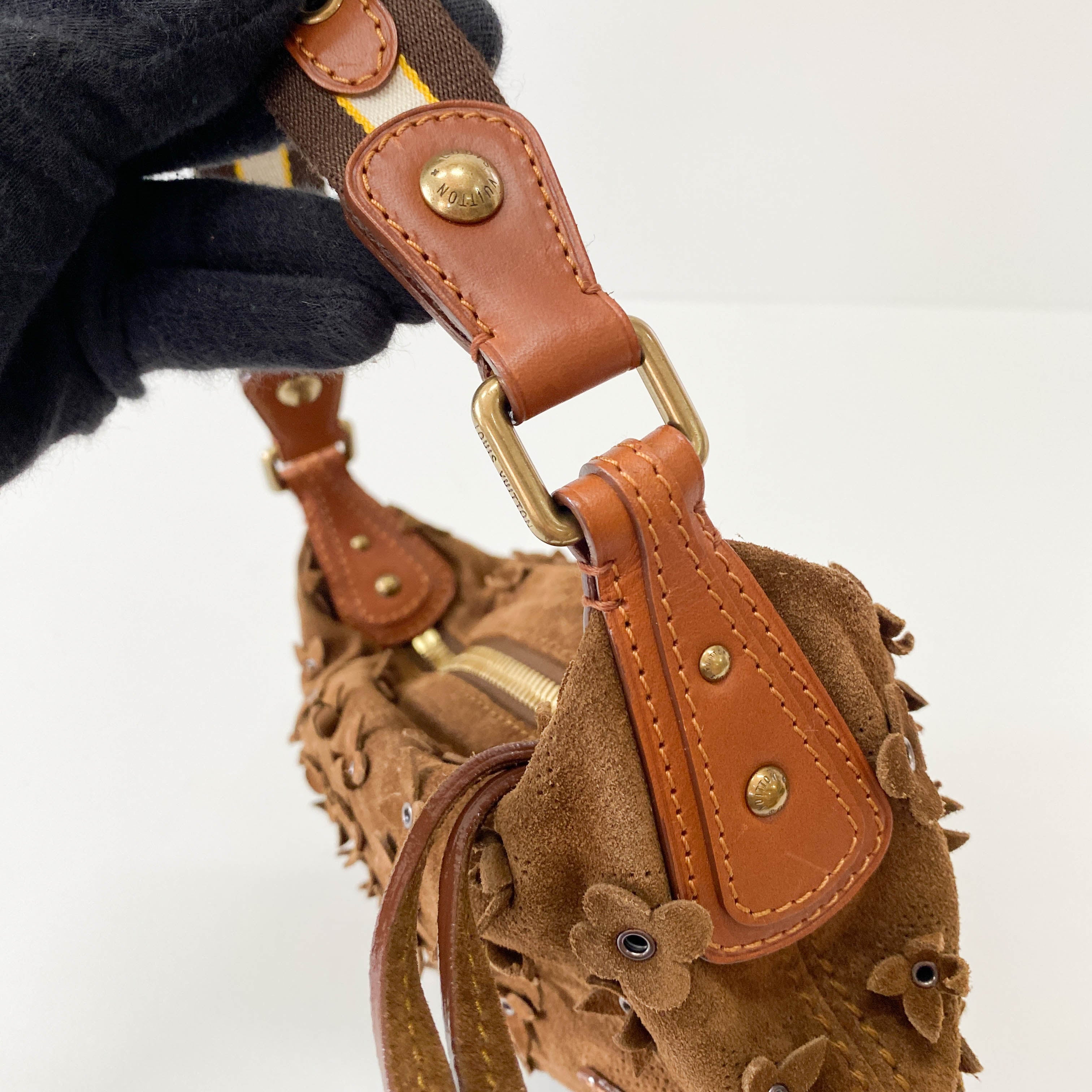 Monogram Onatah Fleurs PM Brown Suede Bag