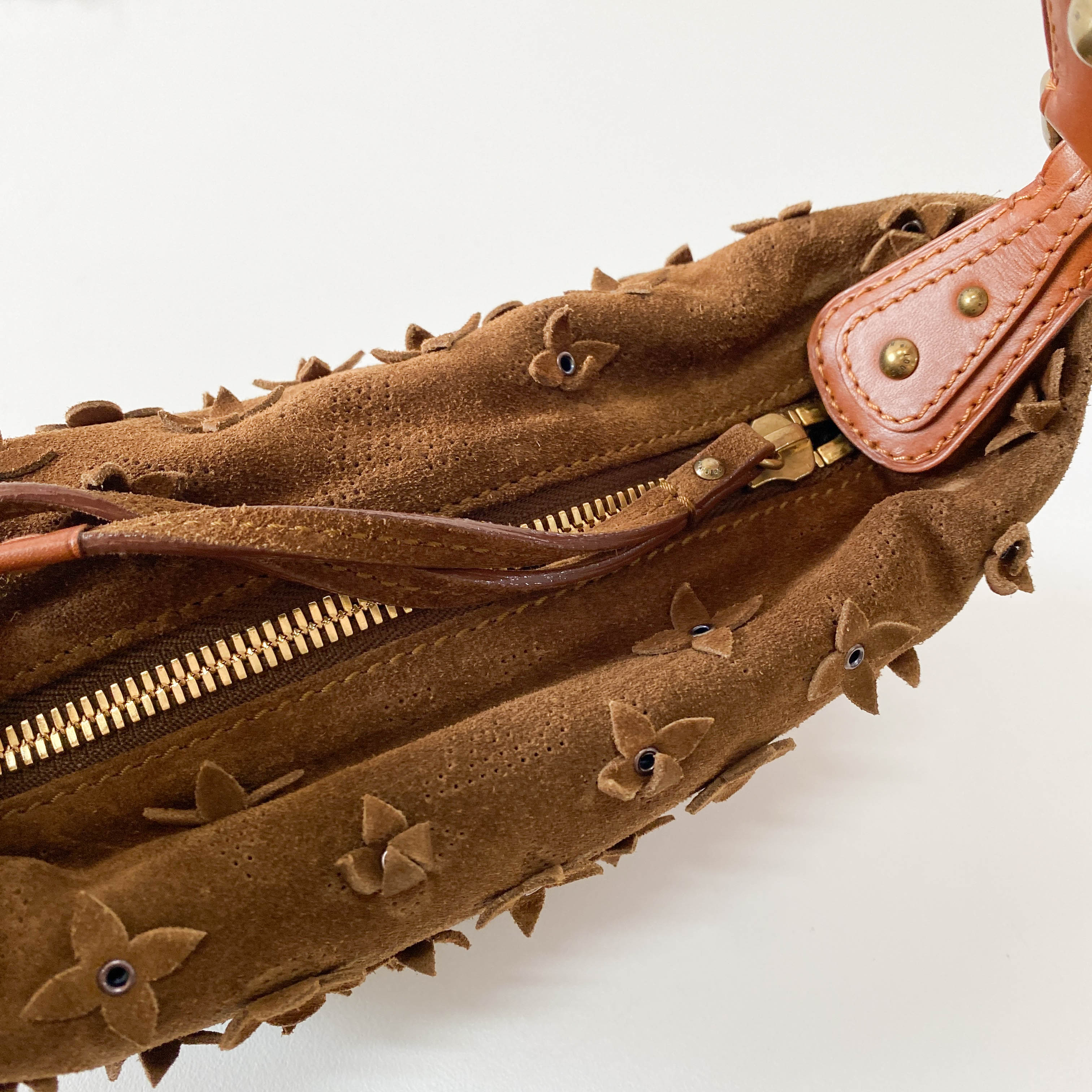 Monogram Onatah Fleurs PM Brown Suede Bag