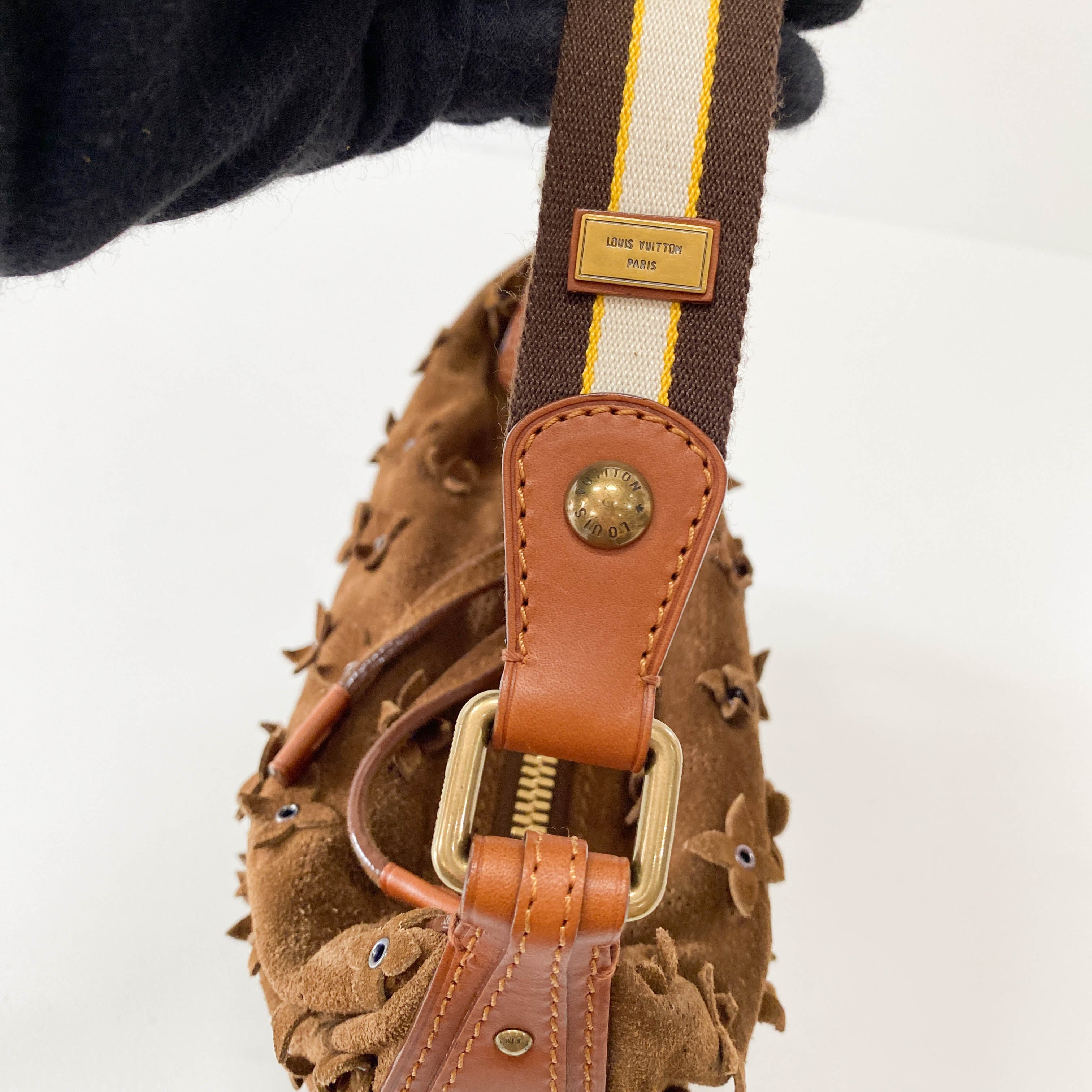 Monogram Onatah Fleurs PM Brown Suede Bag