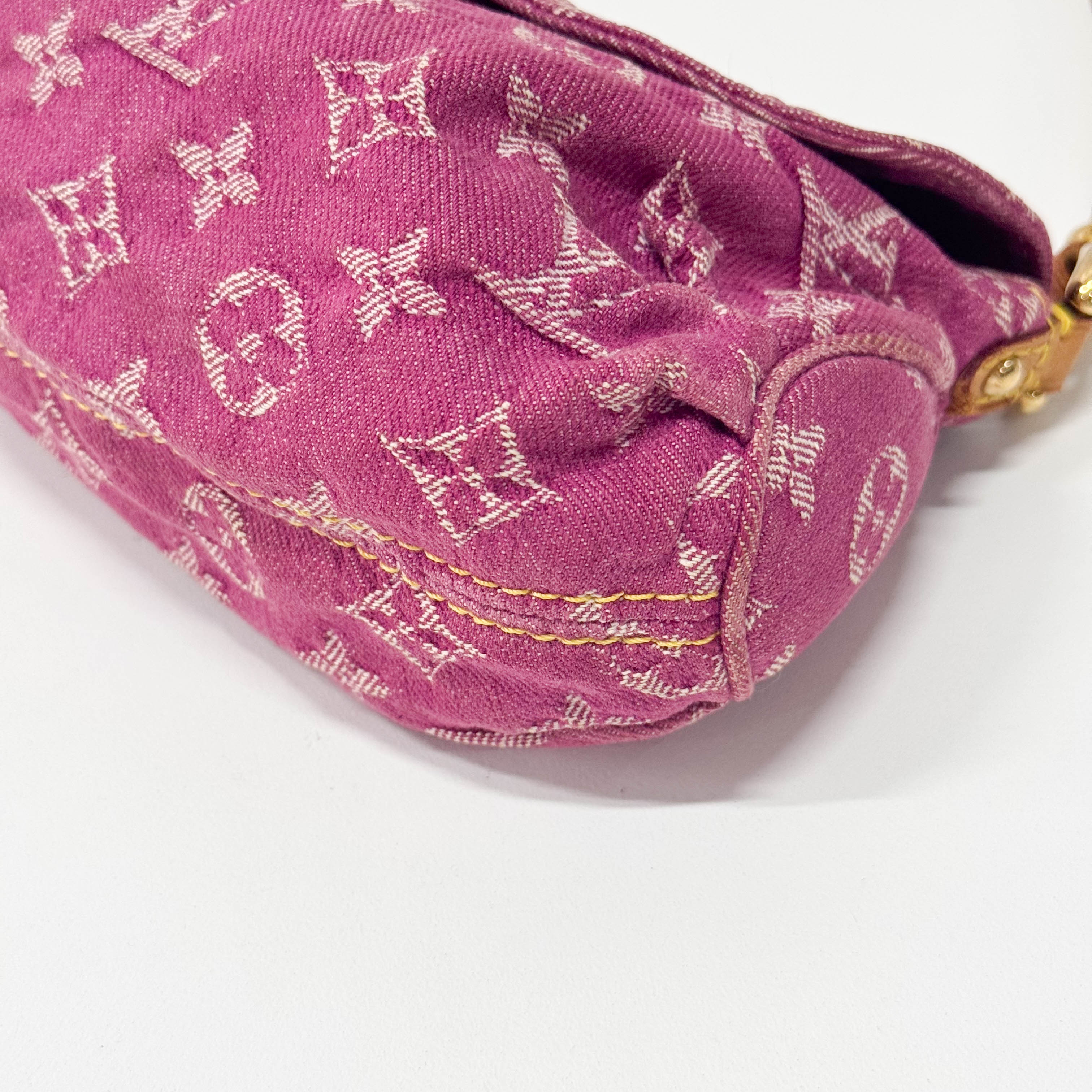 Mini Pleaty Monogram Pink Denim Shoulder Bag