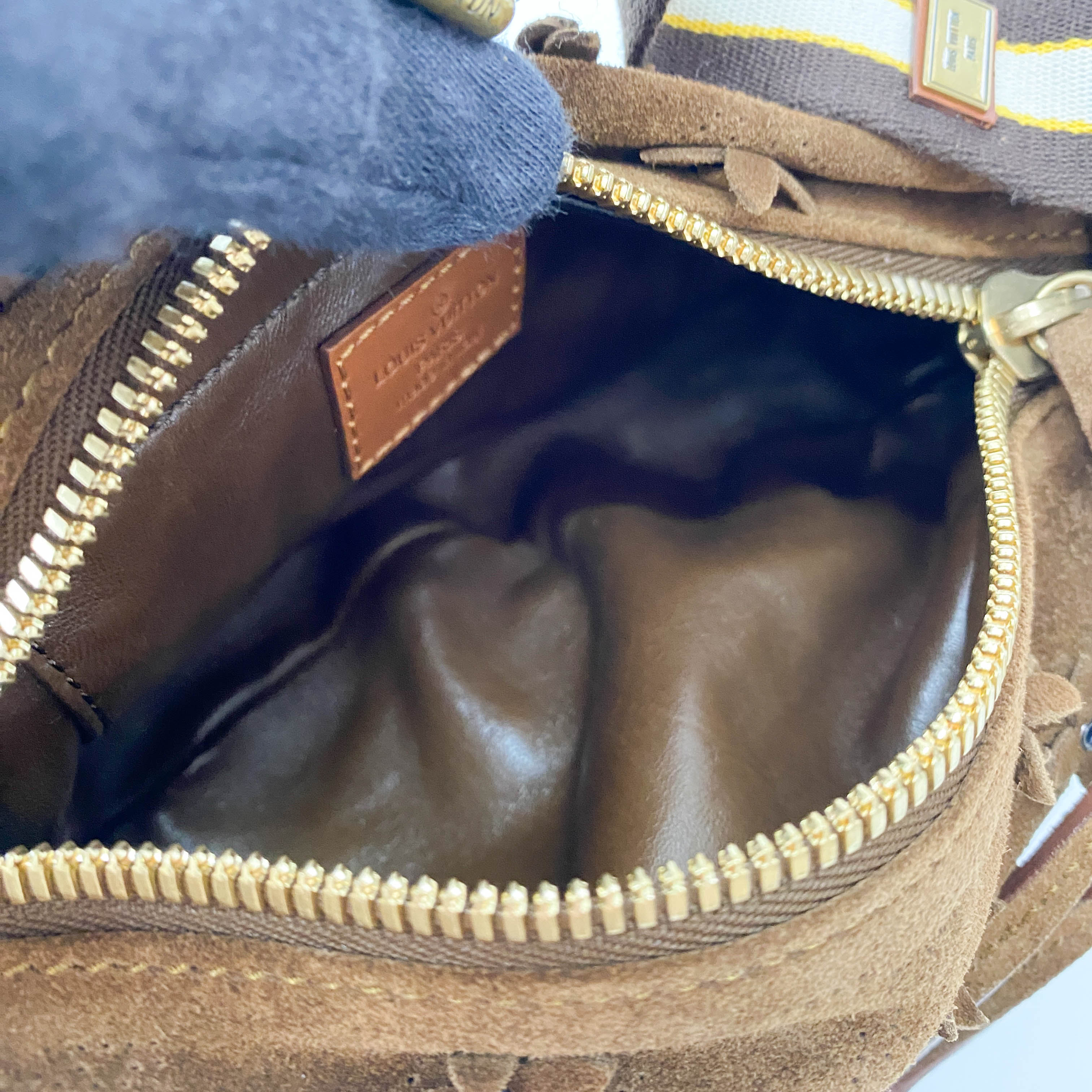 Monogram Onatah Fleurs PM Brown Suede Bag