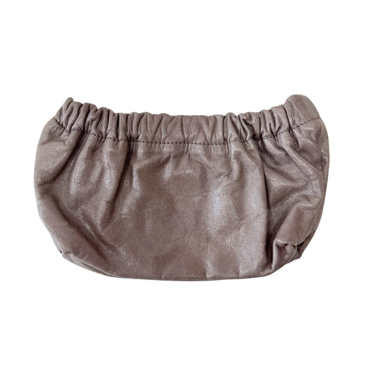 Grey Leather Clutch Bag