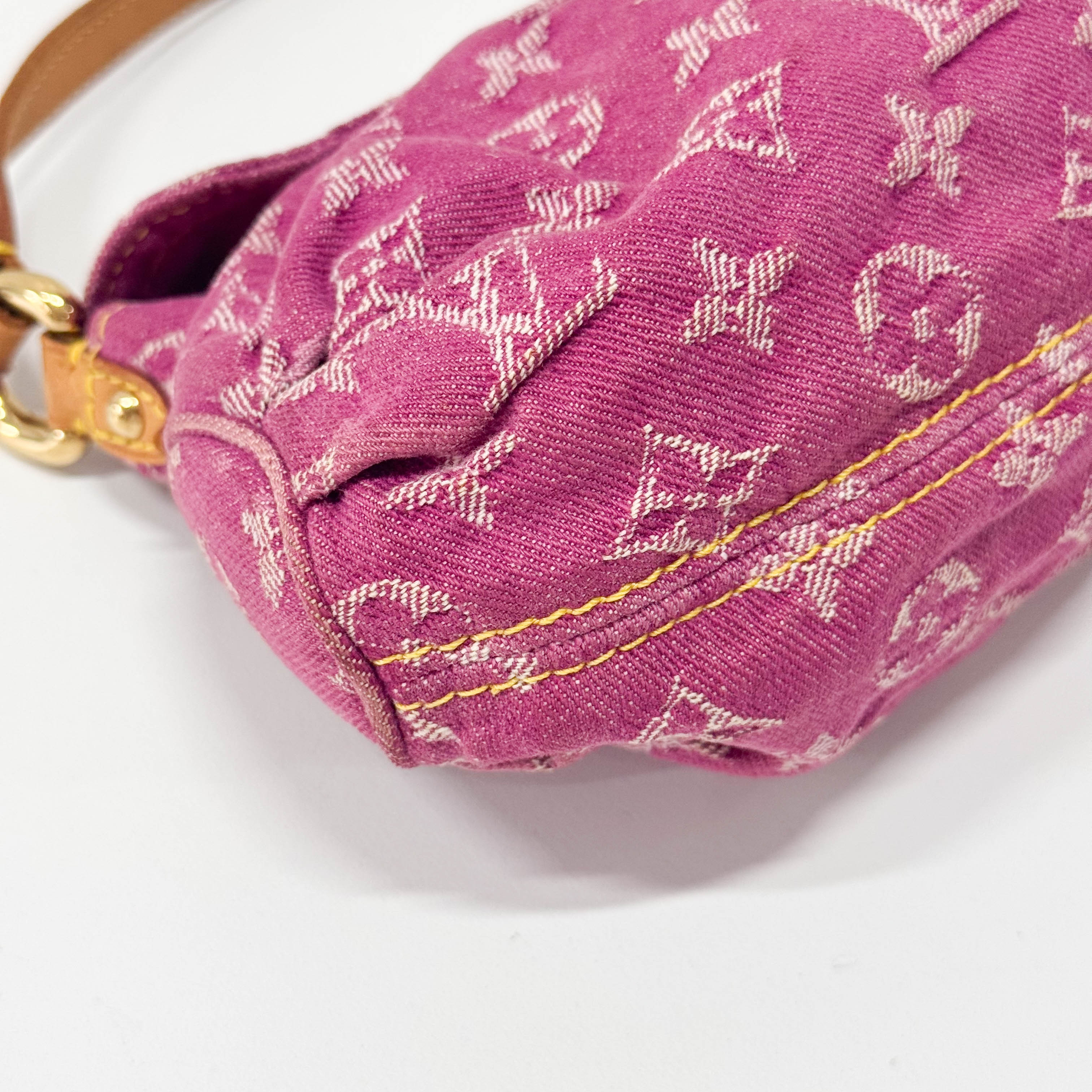 Mini Pleaty Monogram Pink Denim Shoulder Bag